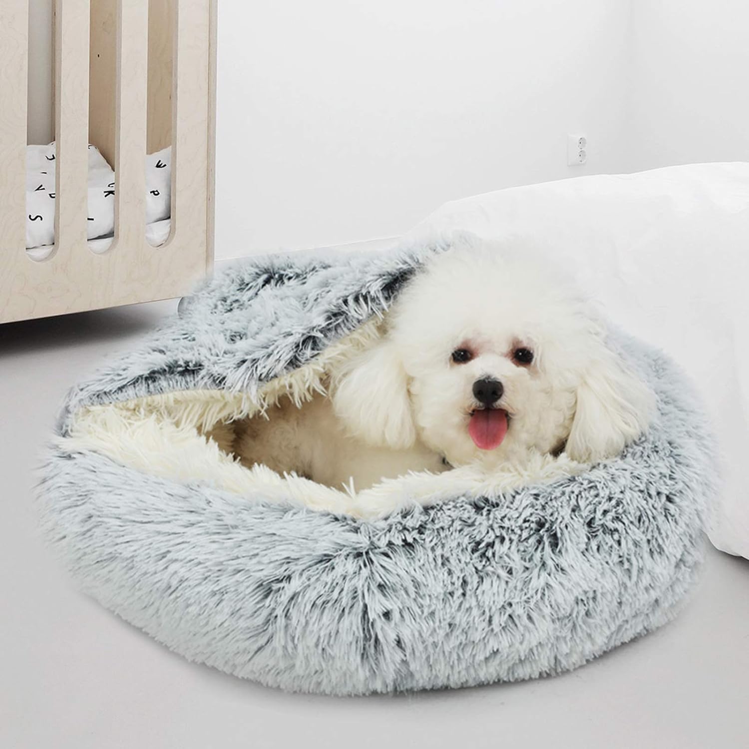 Thumbnail 5 de SHJOEE Flauschig Hundebett Muschelform – waschbares Plüsch-Katzen- und Hundekissen mit Anti-Rutsch