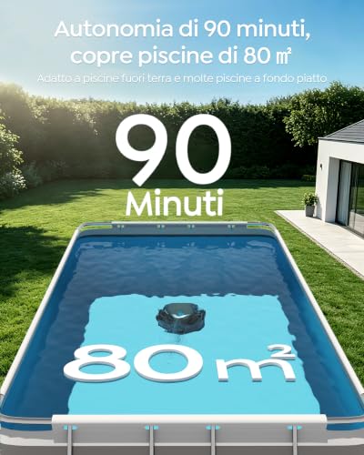 Detalle de BRINBO S2 Robot Piscina: doble filtración, hasta 90 minutos de autonomía y cesto de 2 L