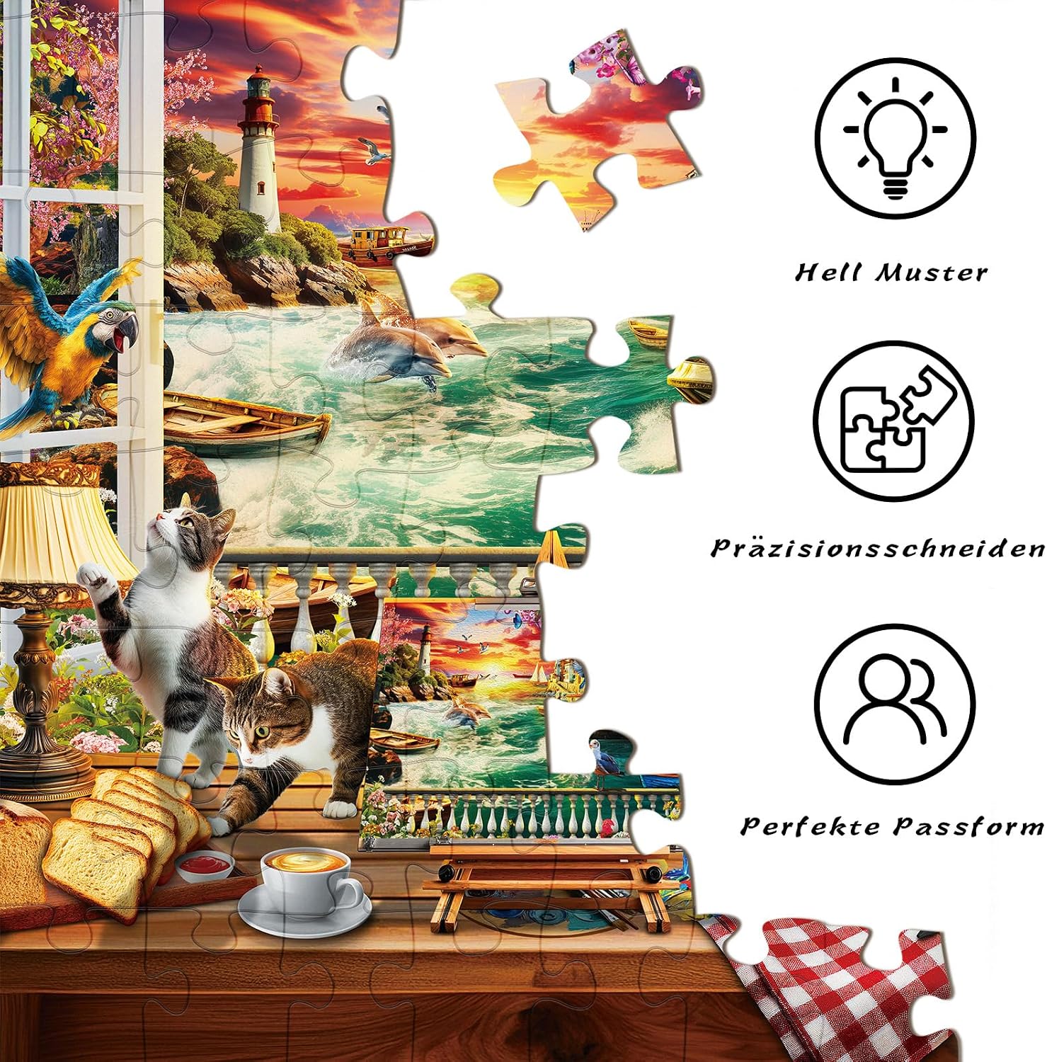 Thumbnail 5 de HUADADA Puzzle 1000 Teile Wildnis am Seeufer – Puzzle für Erwachsene, 70 × 50 cm