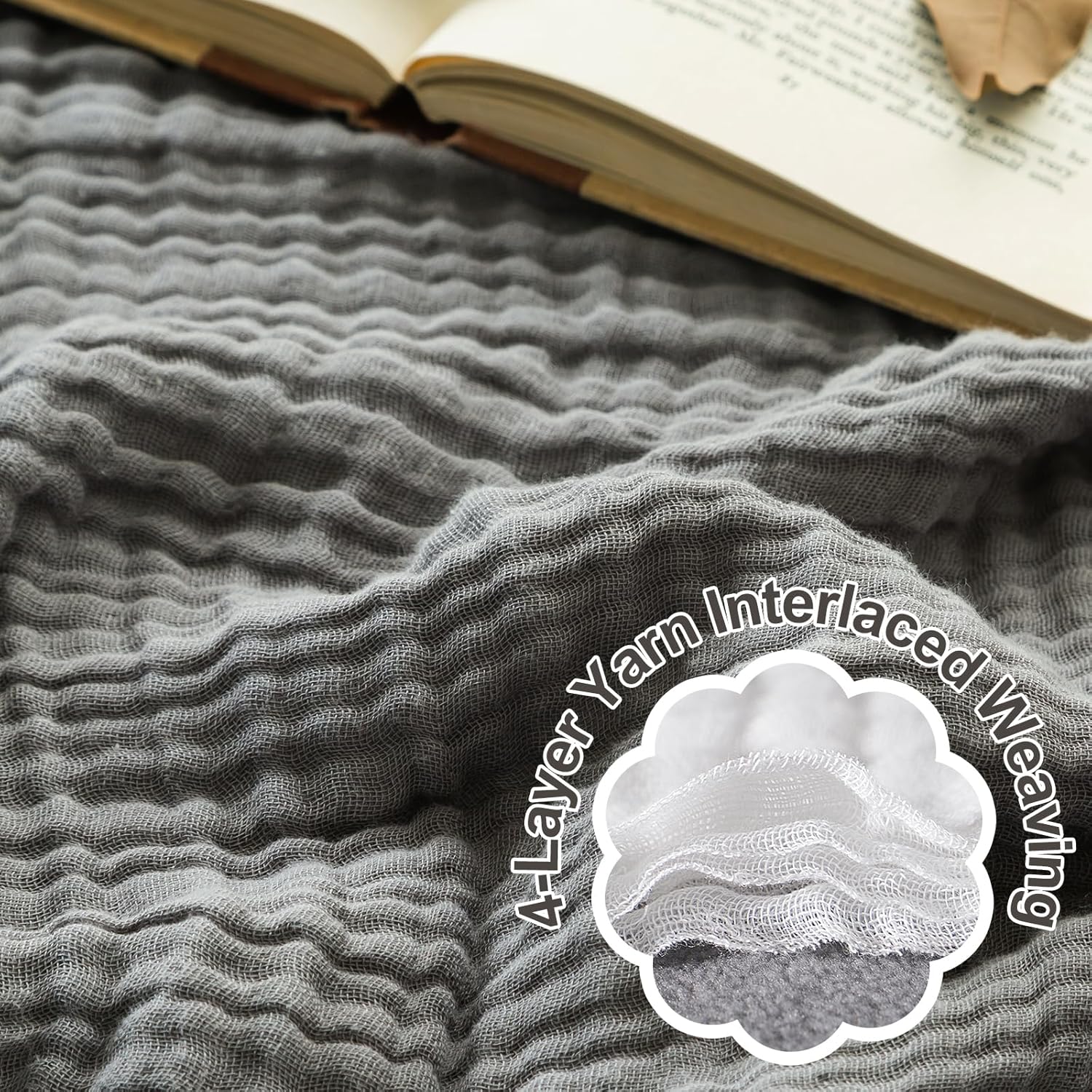 Thumbnail 5 de EMME Cotton Throw Blanket 100% Muslin: Lightweight, Breathable Comfort for All Seasons
