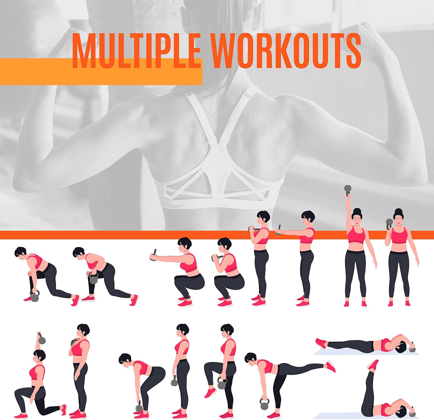 Thumbnail 6 de Yaheetech 20kg Kettlebell Set (4 pcs: 2kg, 4kg, 6kg, 8kg) for Home Fitness