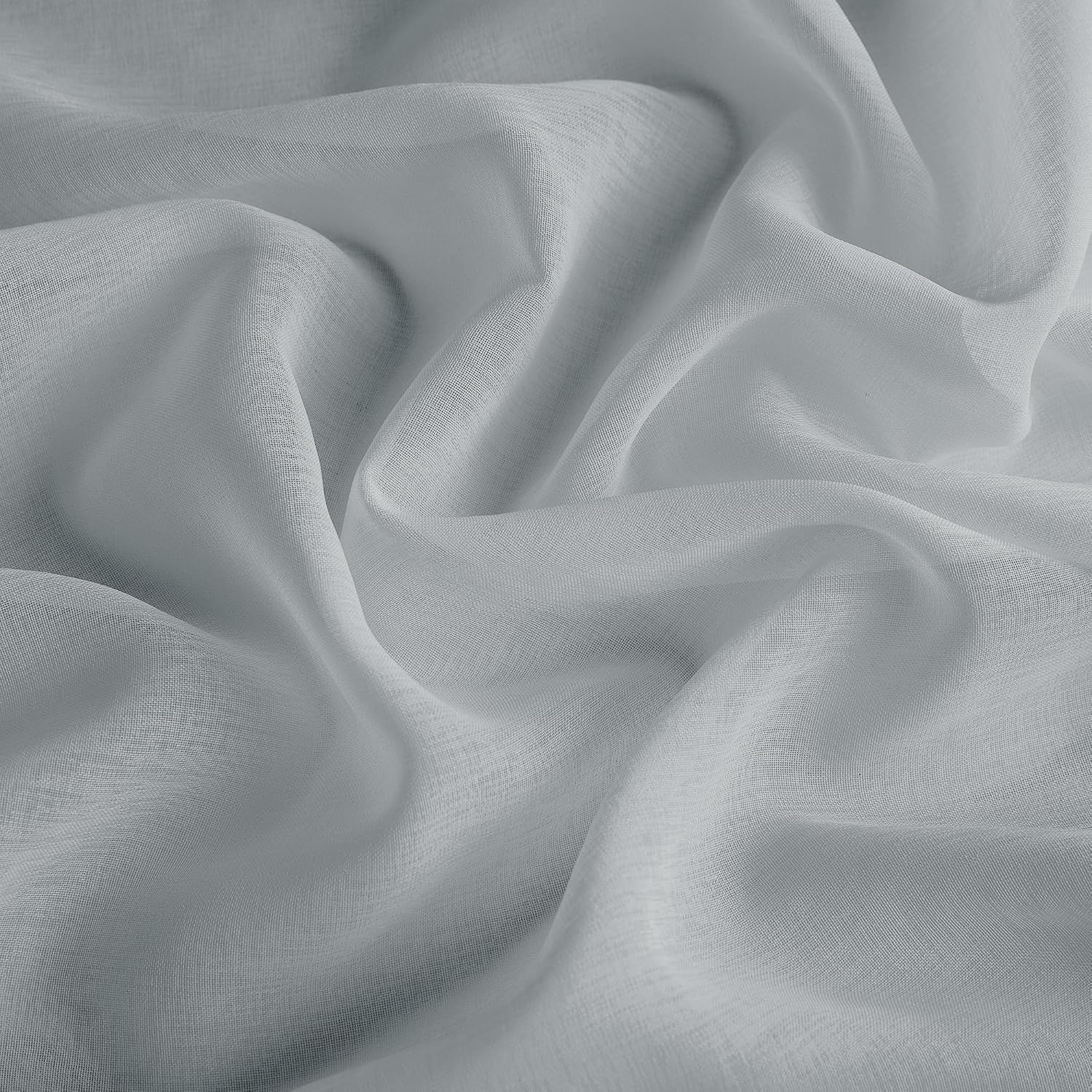 Detalle de PONY DANCE Tende Moderne per Soggiorno: voile effetto lino con 8 occhielli, 2 pezzi 140x245 cm grigio chiaro