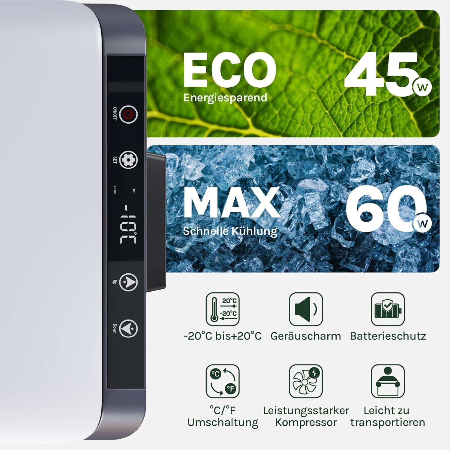 Detalle 2 de WOLTU 30L Kompressor Kühlbox Elektrisch 12V/230V – Dual Zone, Gefrierbox für LKW, Strand & Picknick