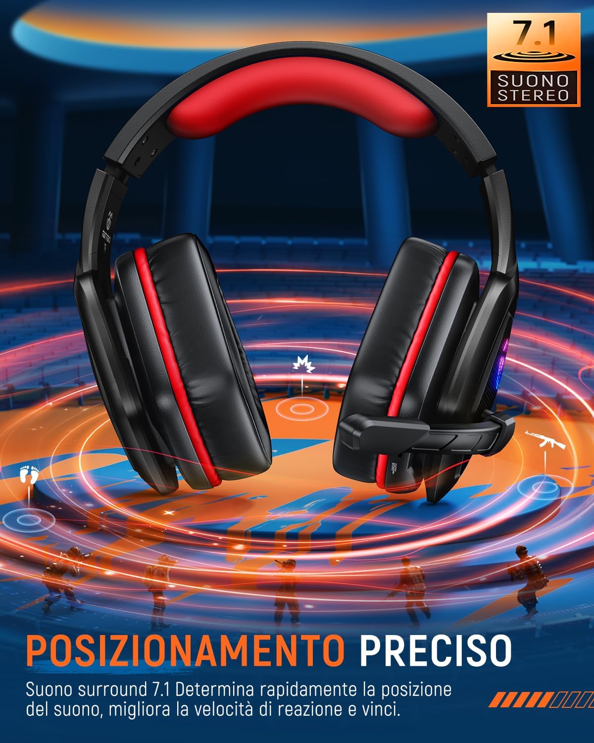 Thumbnail 2 de Tatybo Cuffie Gaming Wireless WT5: 2.4 GHz, USB-A/USB-C, 40h, Mic ENC, PS4/PS5/Switch
