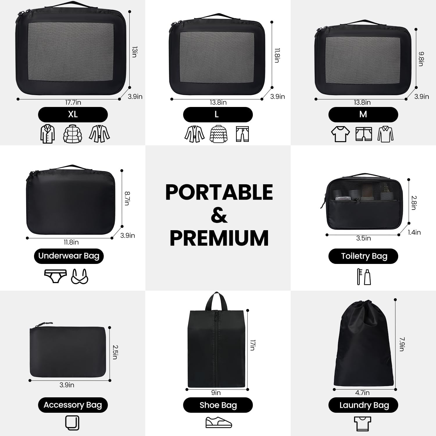 Detalle 2 de Prezon Packing Cubes 8 Set for Suitcase
