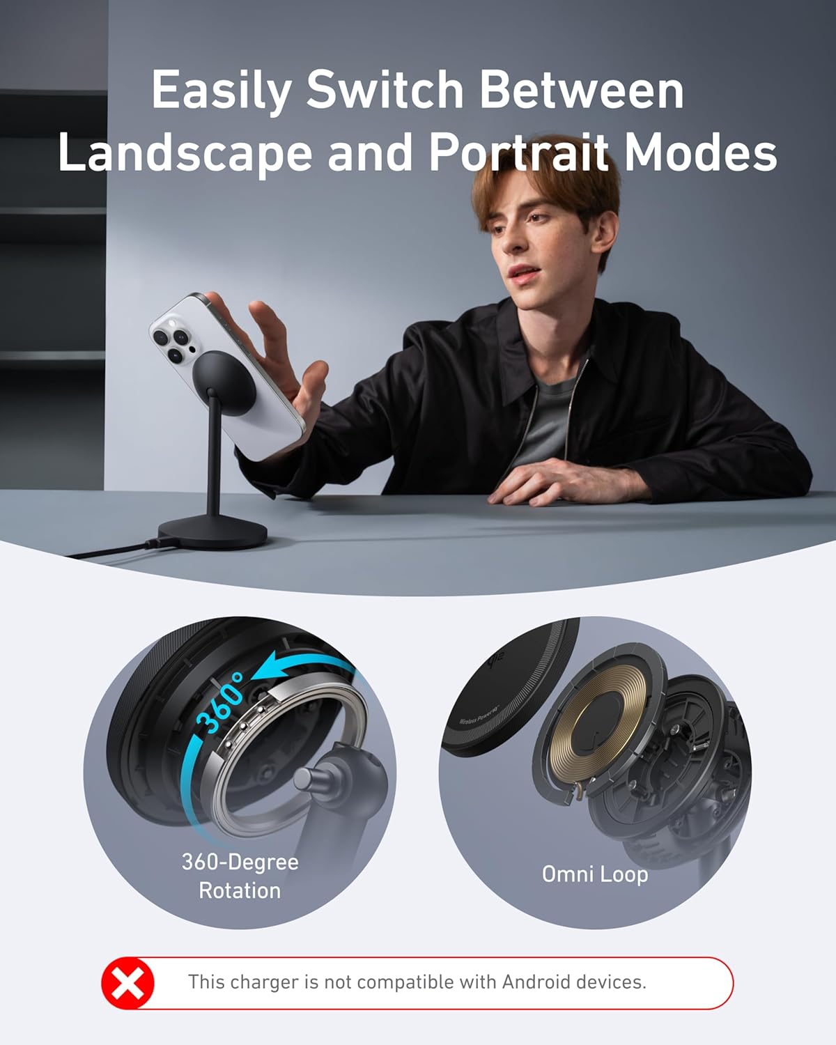Thumbnail 4 de Anker MagGo 15W MagSafe Wireless Charger Stand