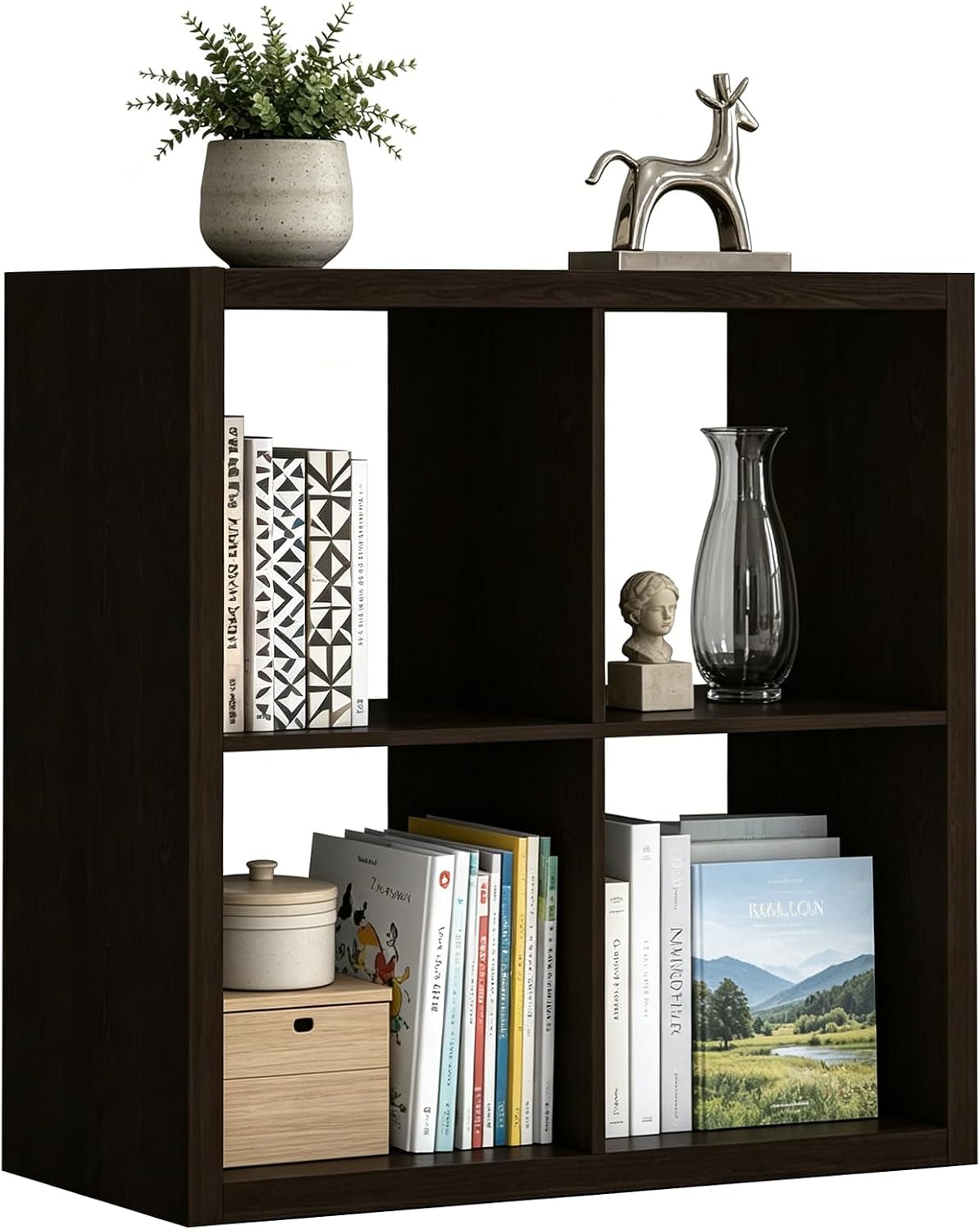 Detalle de Endearing Limons 4-Cube Shelf Organizer, Chocolate, 30 mm Frame