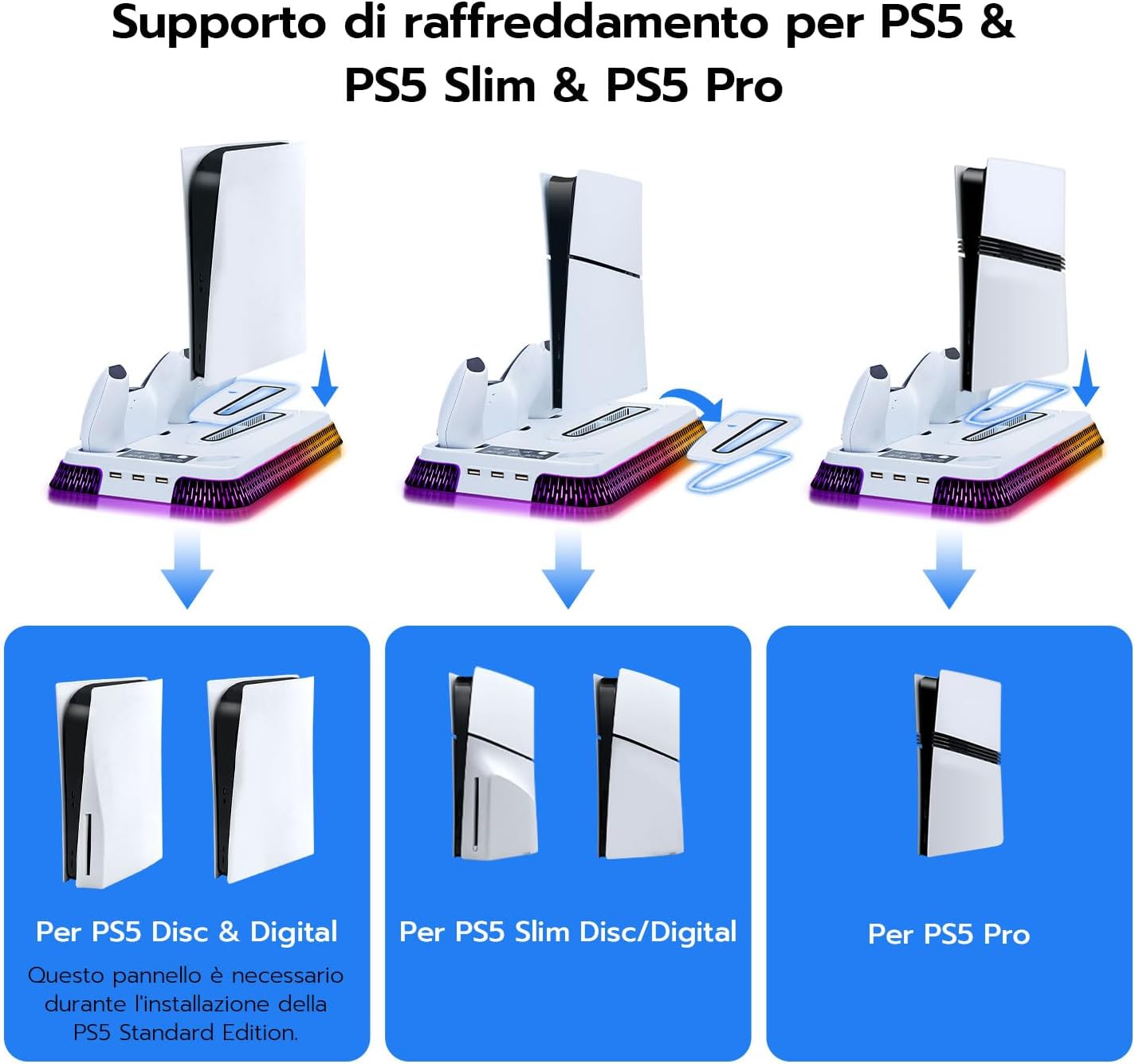 Thumbnail 1 de Wigearss Supporto Verticale PS5 con RGB e Ventola