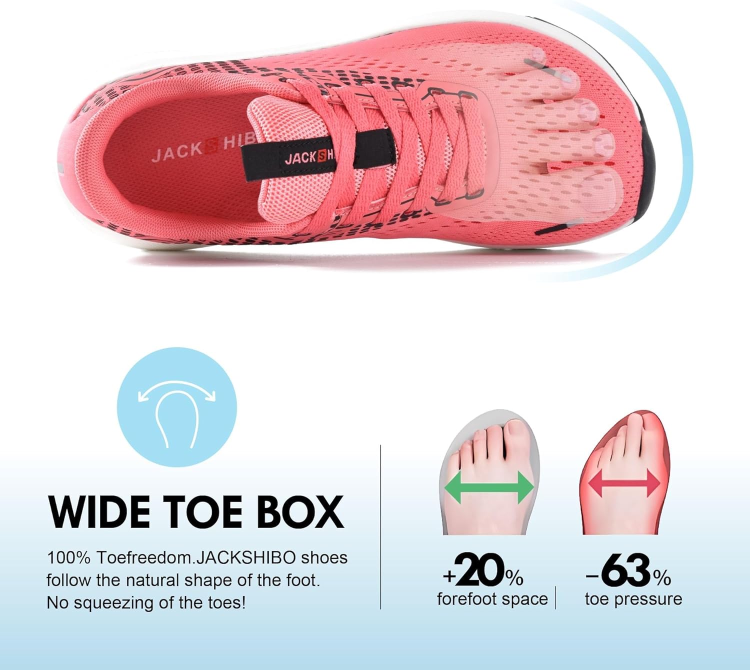 Thumbnail 1 de JACKSHIBO Wide Toe Box Zero-Drop Sneakers with Arch Support for Running, Walking & Plantar Fasciitis