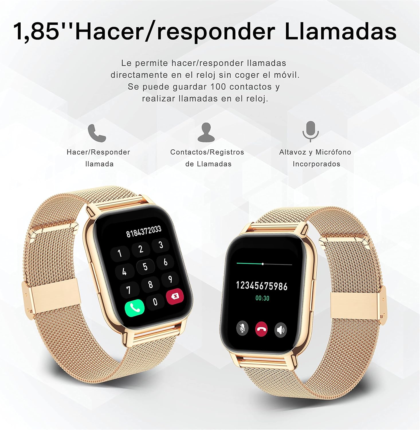 Detalle 2 de Popglory Reloj Inteligente Mujer con llamadas, presión arterial y 100+ deportes (1.85”)