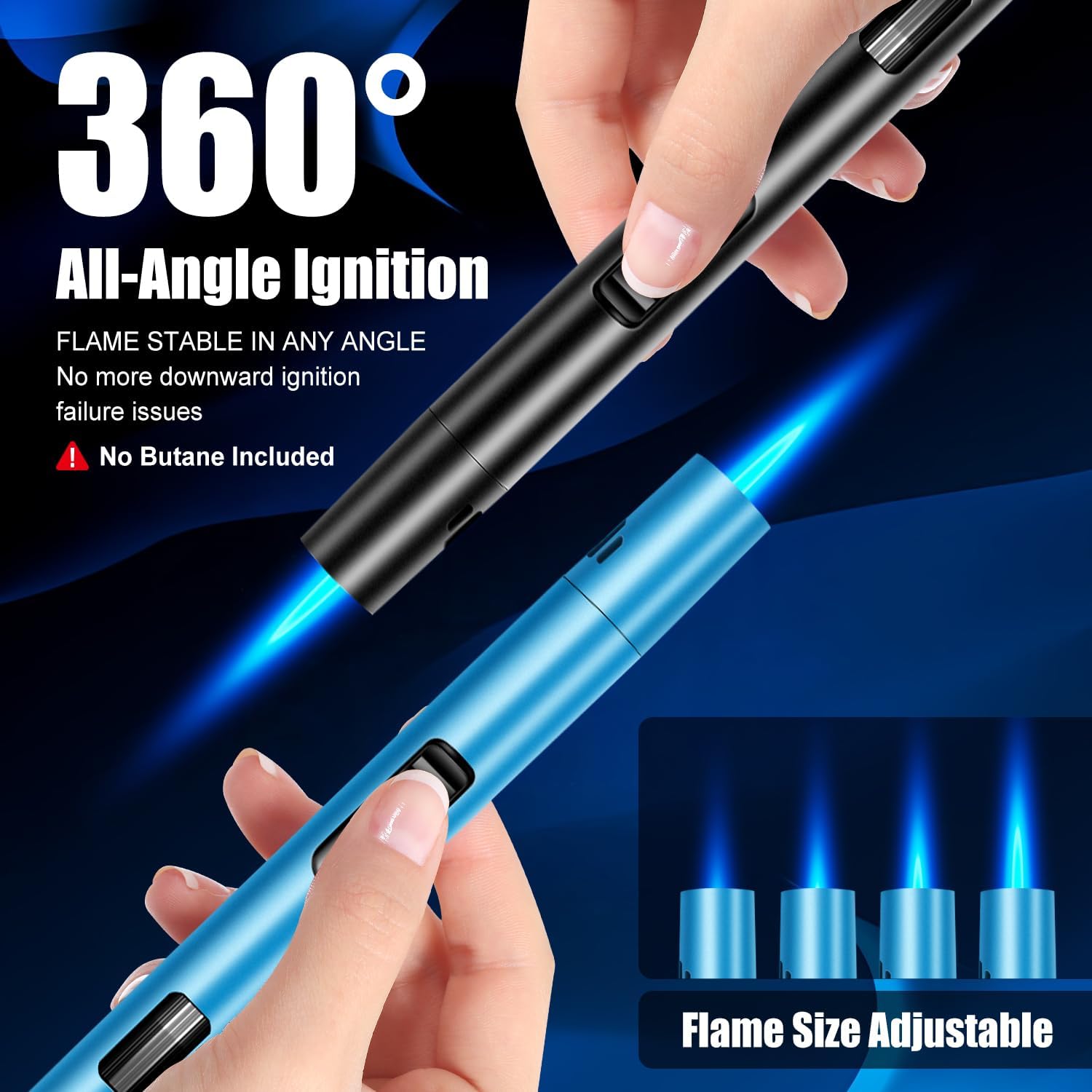Detalle de LcFun LST-132-1 Refillable Torch Lighter 2-Pack, Wind-Resistant Flame