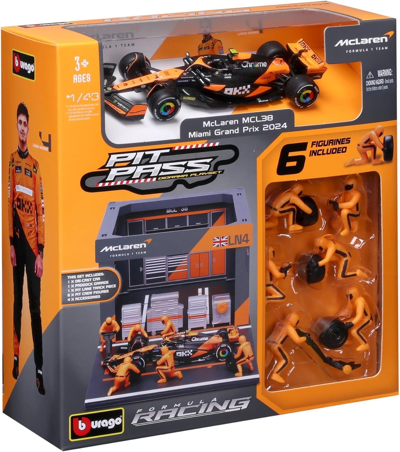 Thumbnail 5 de Bburago PIT STOP McLaren MCL38 (2024) #4 Norris – diorama 1:43 z 6 mechanikami