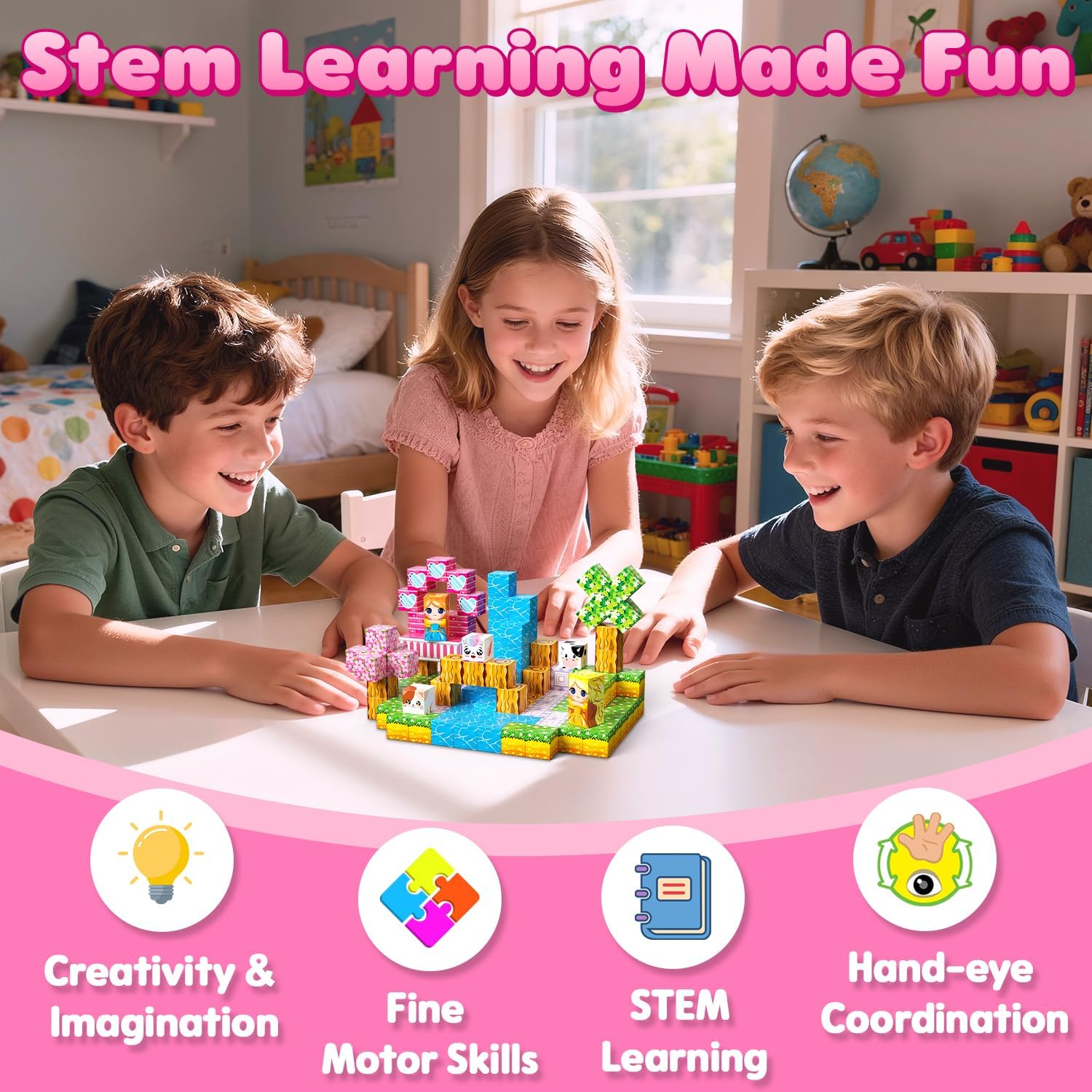 Thumbnail 6 de SSAWR 48-Piece Magnetic Blocks Set (Sakura Forest) – STEM Building Toys for 3+