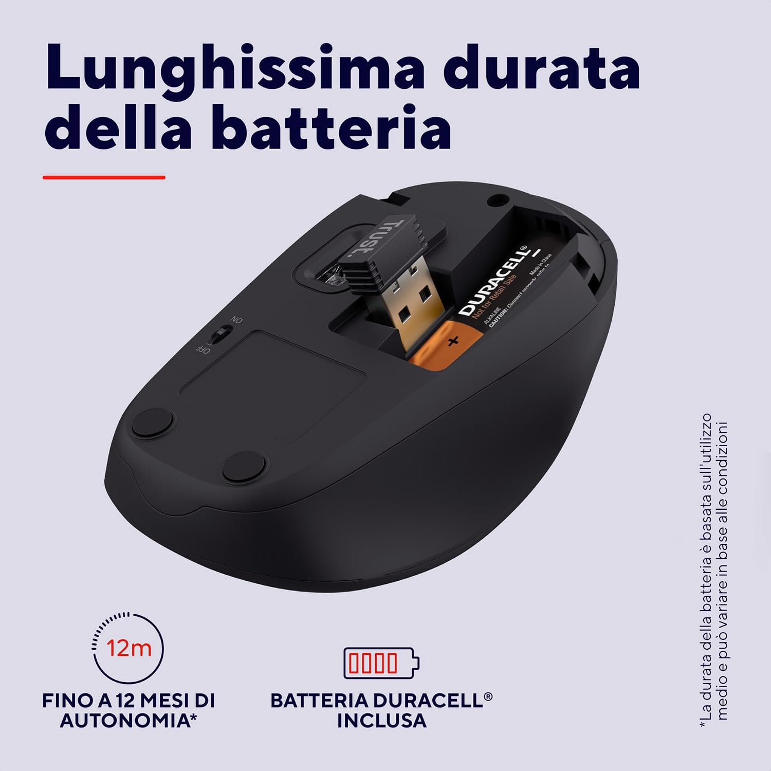 Thumbnail 3 de Trust Mouse Wireless Silenzioso 800-1600 DPI