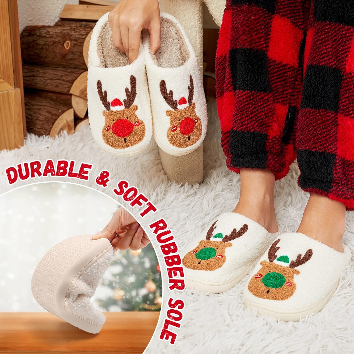 Thumbnail 1 de Xnova Weihnachts Hausschuhe Winter Plüsch – Unisex Kuschelige Anti‑Rutsch Pantoffeln