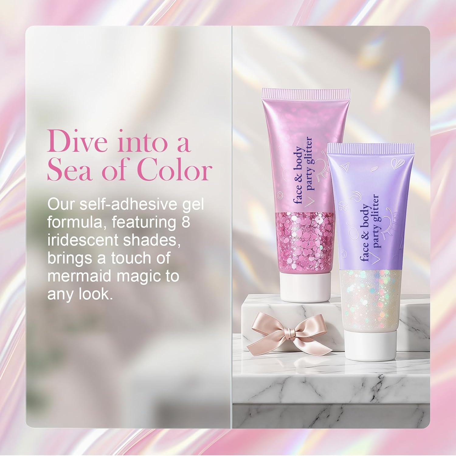 Detalle 2 de Silber Glitter Gel – Chunky Glitter Gel für Gesicht, Haut und Haare