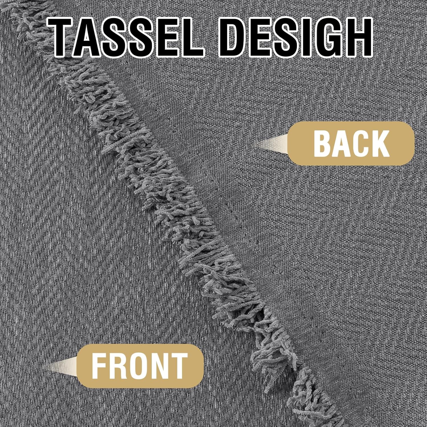 Thumbnail 6 de H.Versailtex Chenille Sofa Cover 3 Seater Grey 180 x 340 cm 🛋