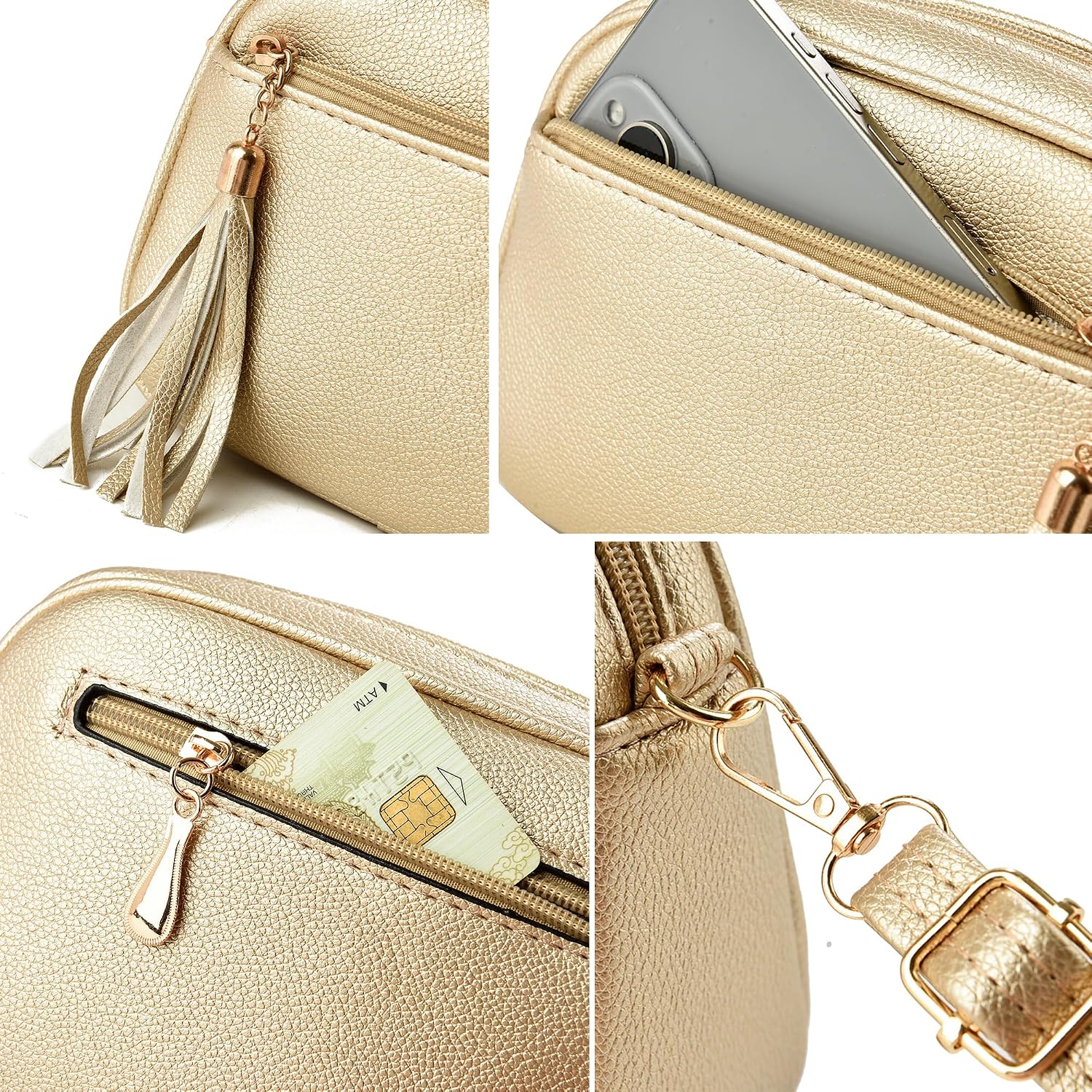 Thumbnail 1 de FULEI Tassel Crossbody Bag for Women – Small, Lightweight Faux Leather with Detachable Strap