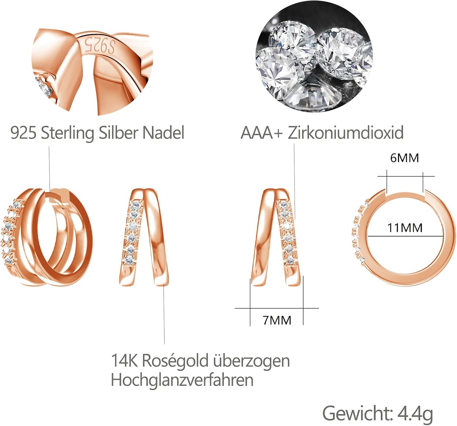 Thumbnail 6 de Ohrringe Creolen Silber 925 11 mm