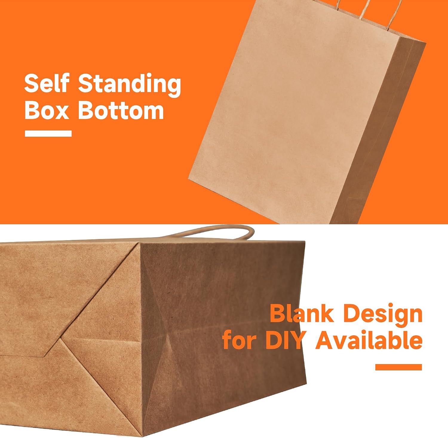 Thumbnail 3 de METAPRINT Brown Paper Gift Bags with Handles in Bulk (100 pcs) – 8x4.5x10.8 inch Kraft Bags