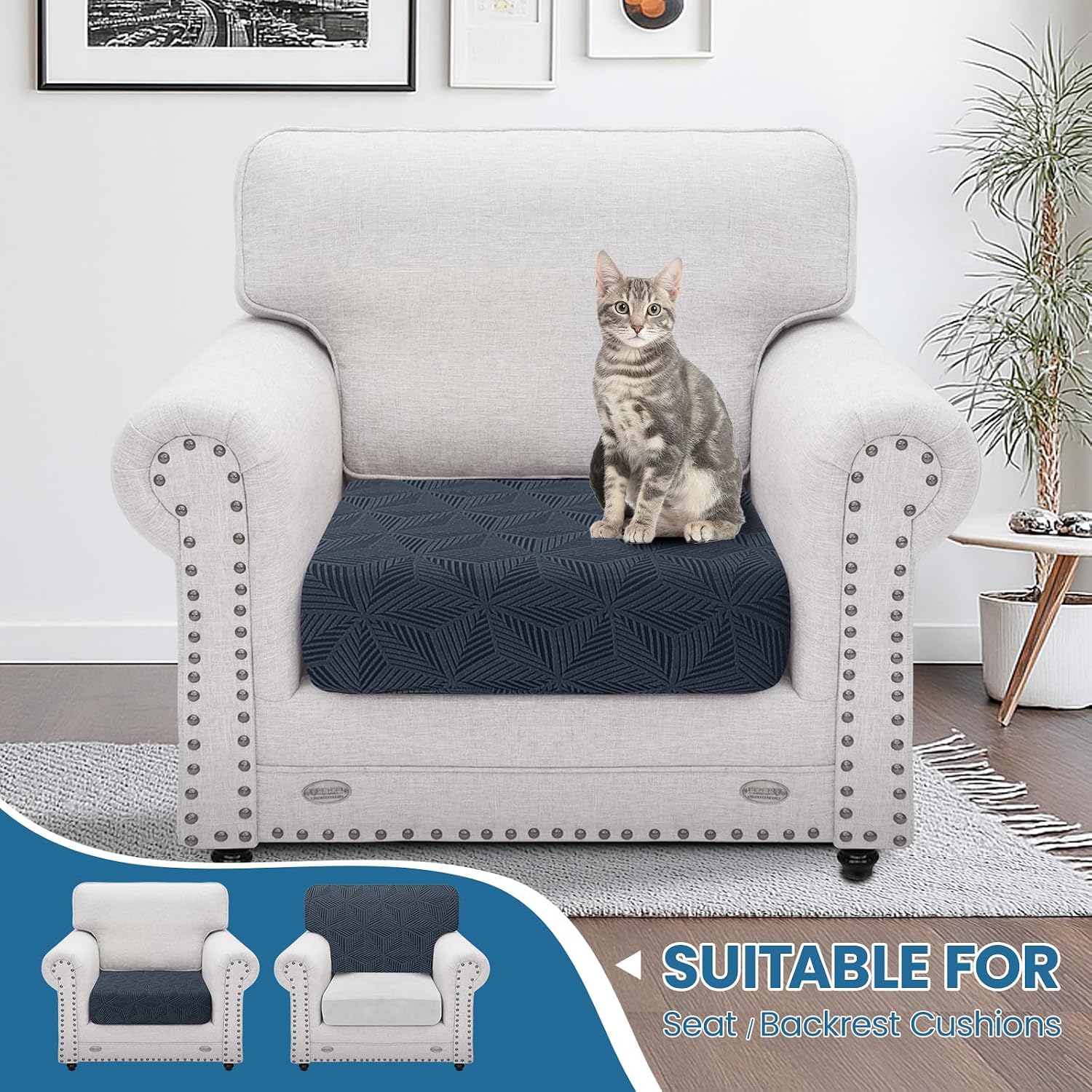 Detalle 2 de Ystyle Funda Asiento Sofa Elástico 1 plaza gris oscuro