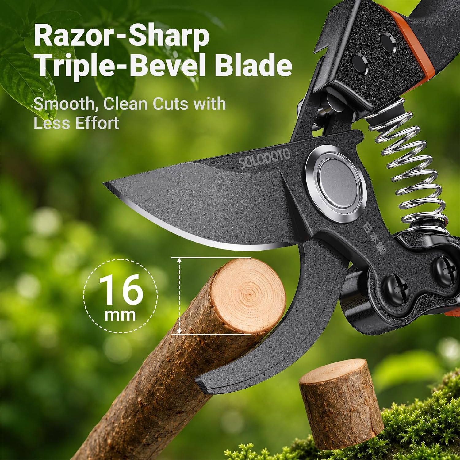 Detalle de SOLODOTO Bypass Garden Secateurs with Japanese SK5 Blade