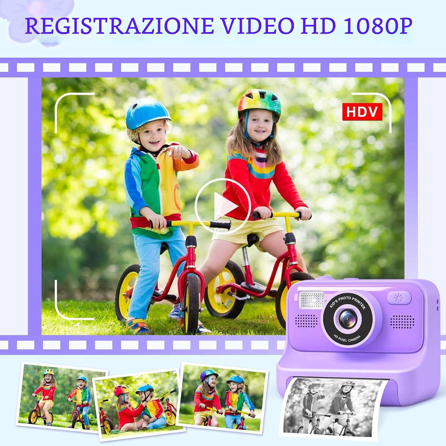Thumbnail 3 de Subtail: Fotocamera istantanea per bambini 1080P, 32 GB, guida fidata per selfie e momenti creativi dai 3 ai 12 anni