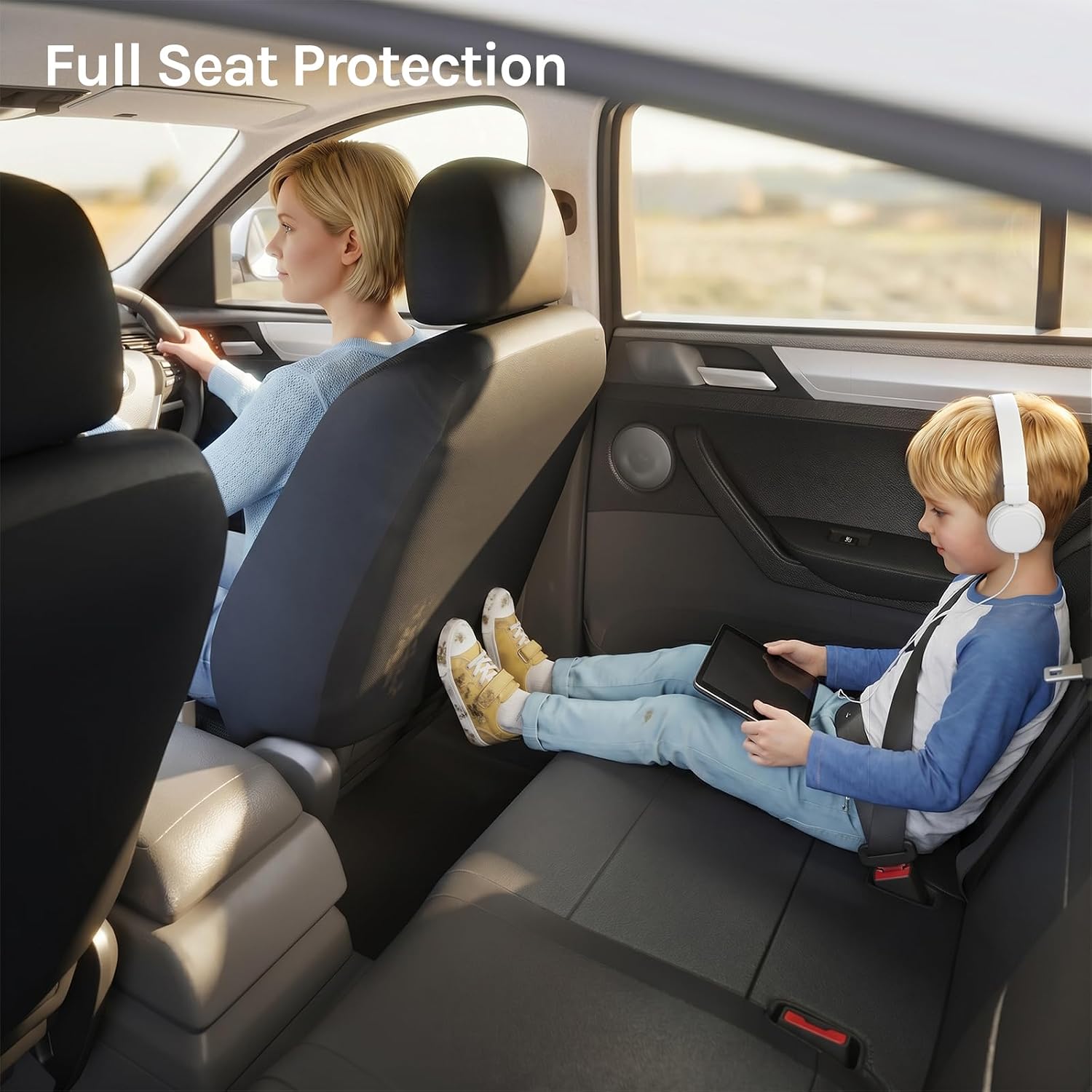 Thumbnail 4 de WOLTU Front Pair Car Seat Covers – Universal Black Polyester Protectors for Cars and Vans