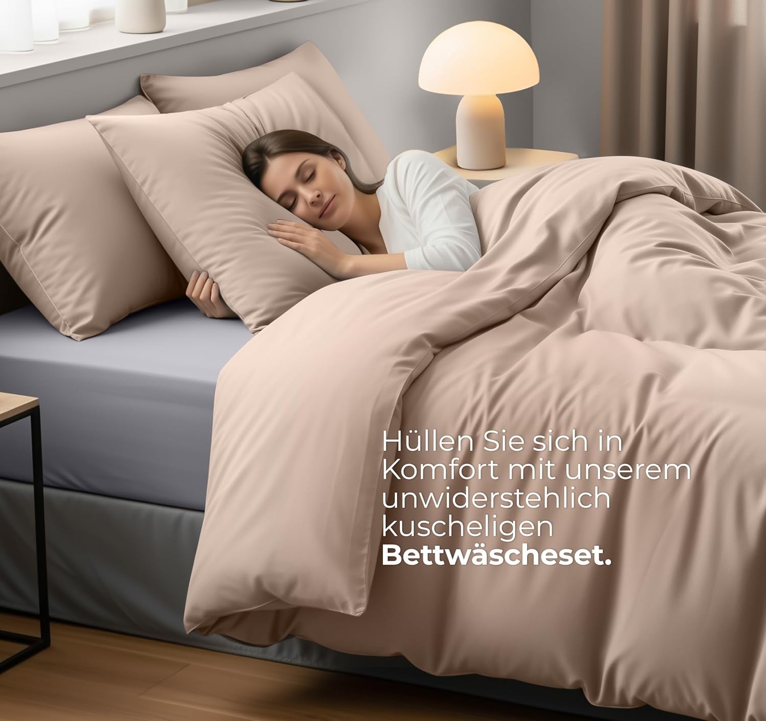 Thumbnail 2 de Utopia Bedding Bettwäsche-Set 135x200 (Mikrofaser) mit Bettbezug-Reißverschluss und Kissenbezug 80x80 – Beige