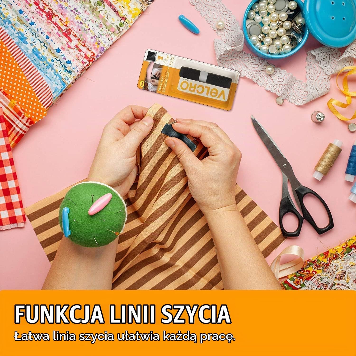 Detalle de VELCRO Brand Sleek & Thin VEL-30184-WEU – biała taśma na rzep 19 mm x 60 cm