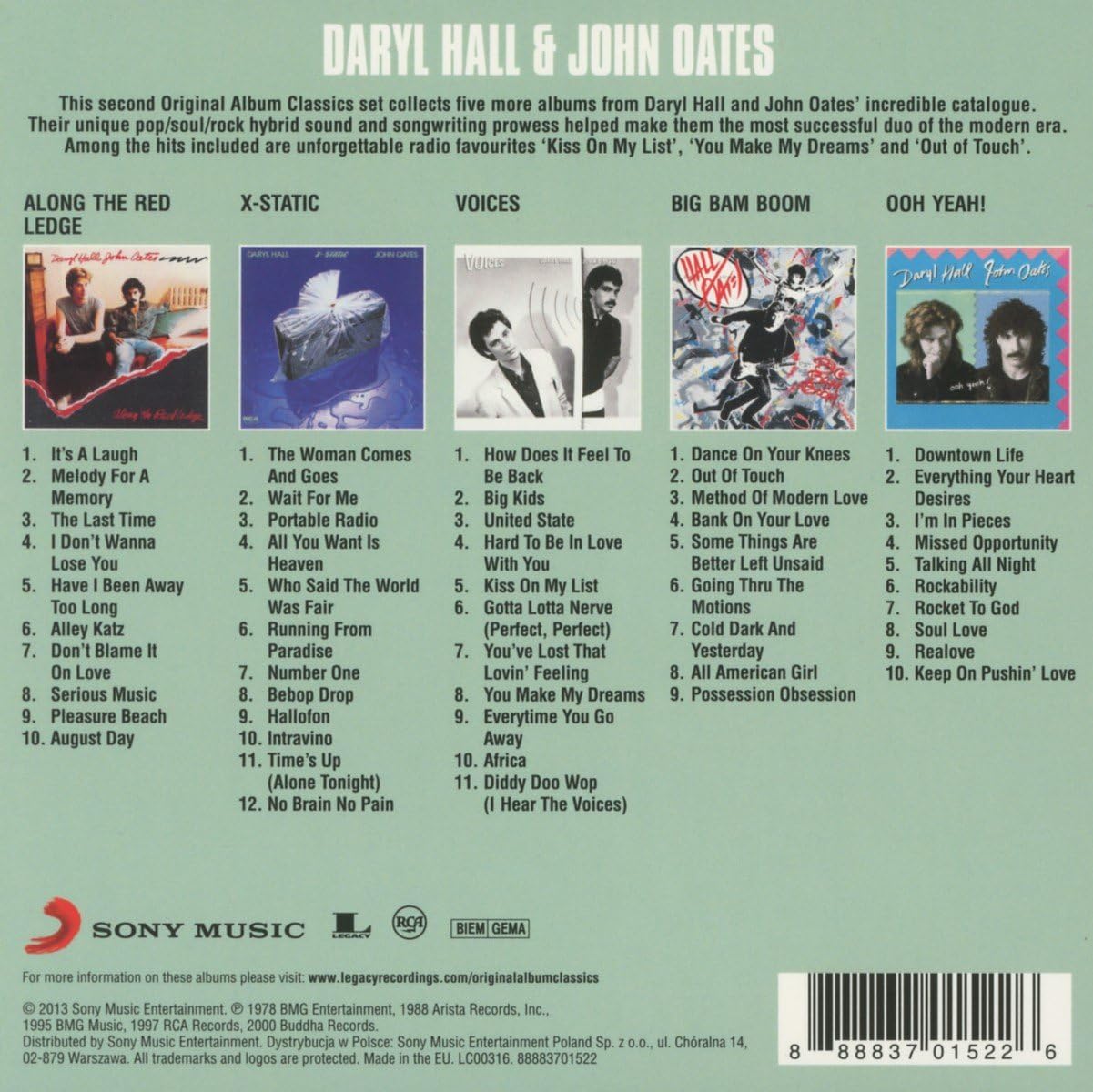 Detalle 2 de Daryl Hall & John Oates Original Album Classics 音楽作品