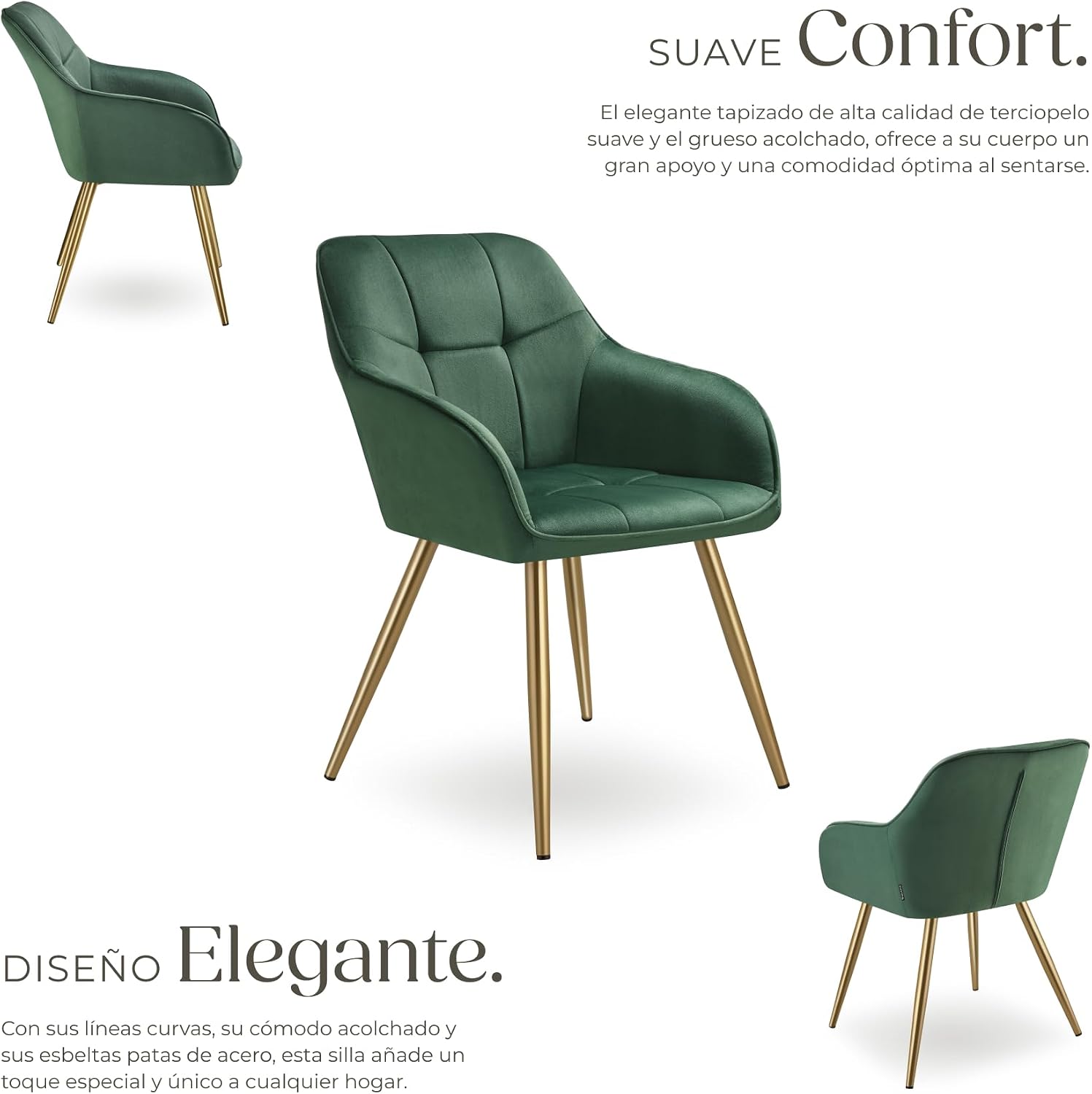 Thumbnail 4 de tectake Silla de comedor elegante verde