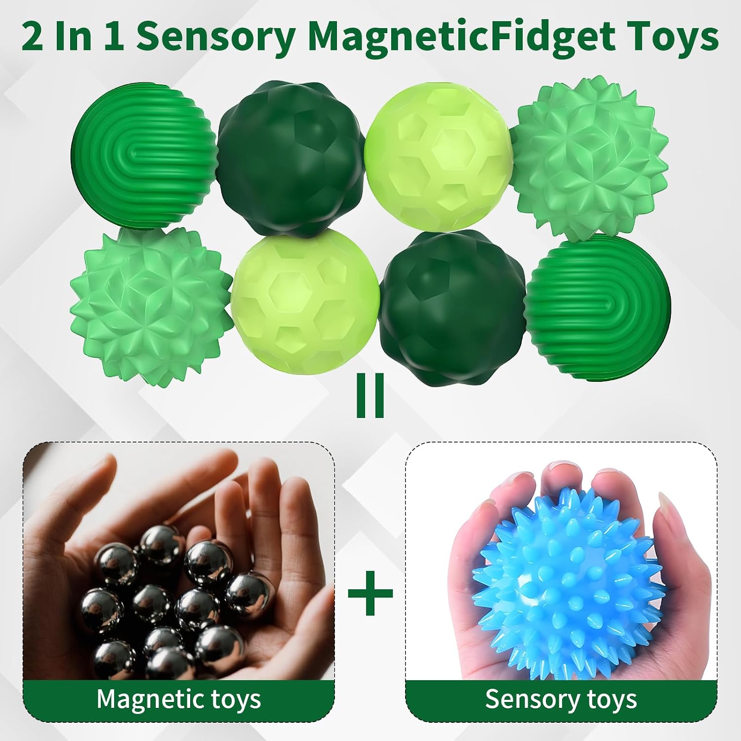 Thumbnail 4 de 8 Stück Magnetische Fidget Toys Silikon Stressball Grün Klein