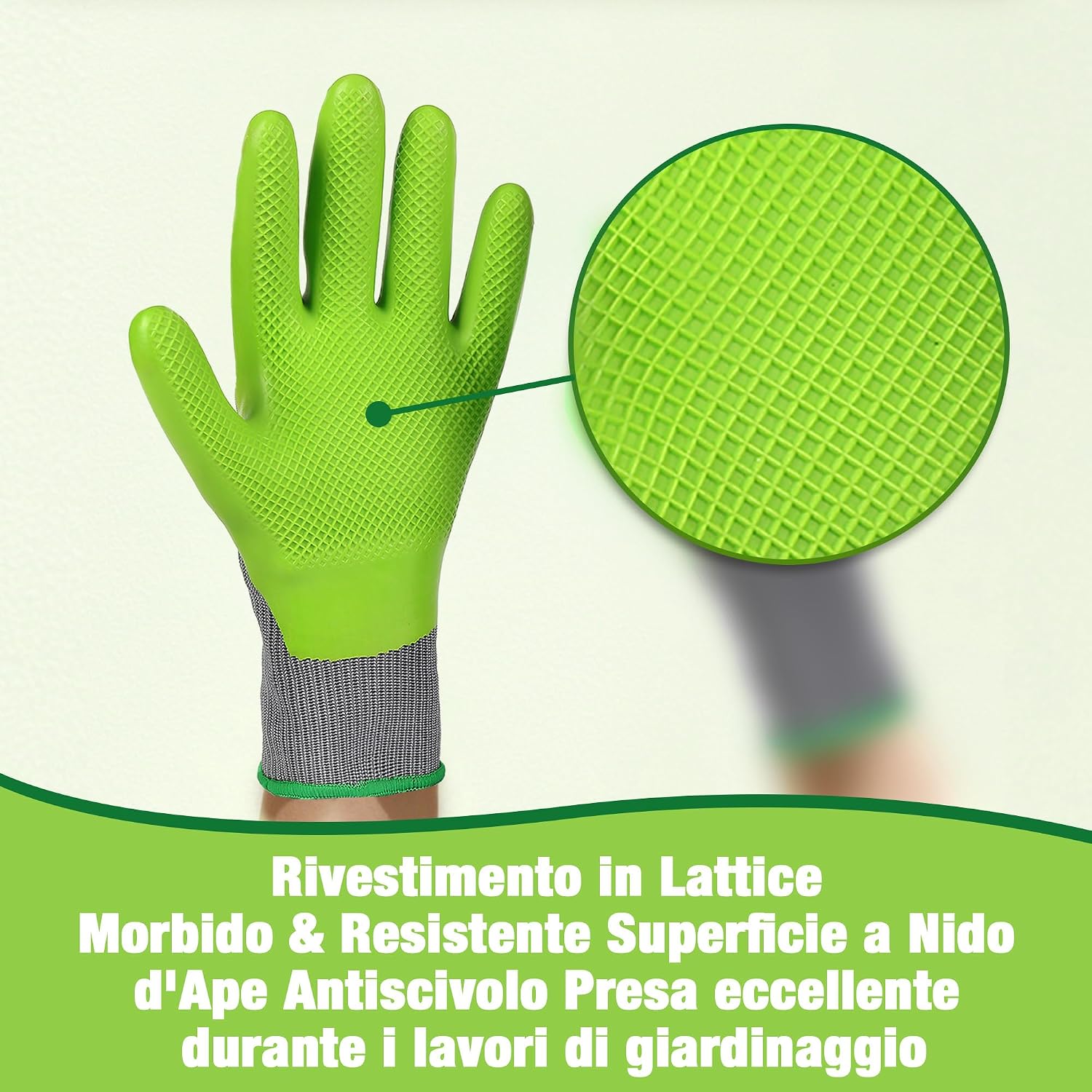 Detalle 2 de WORKPRO 6 Paia di Guanti da Giardinaggio con Rivestimento in Lattice Ecologico – Taglia M
