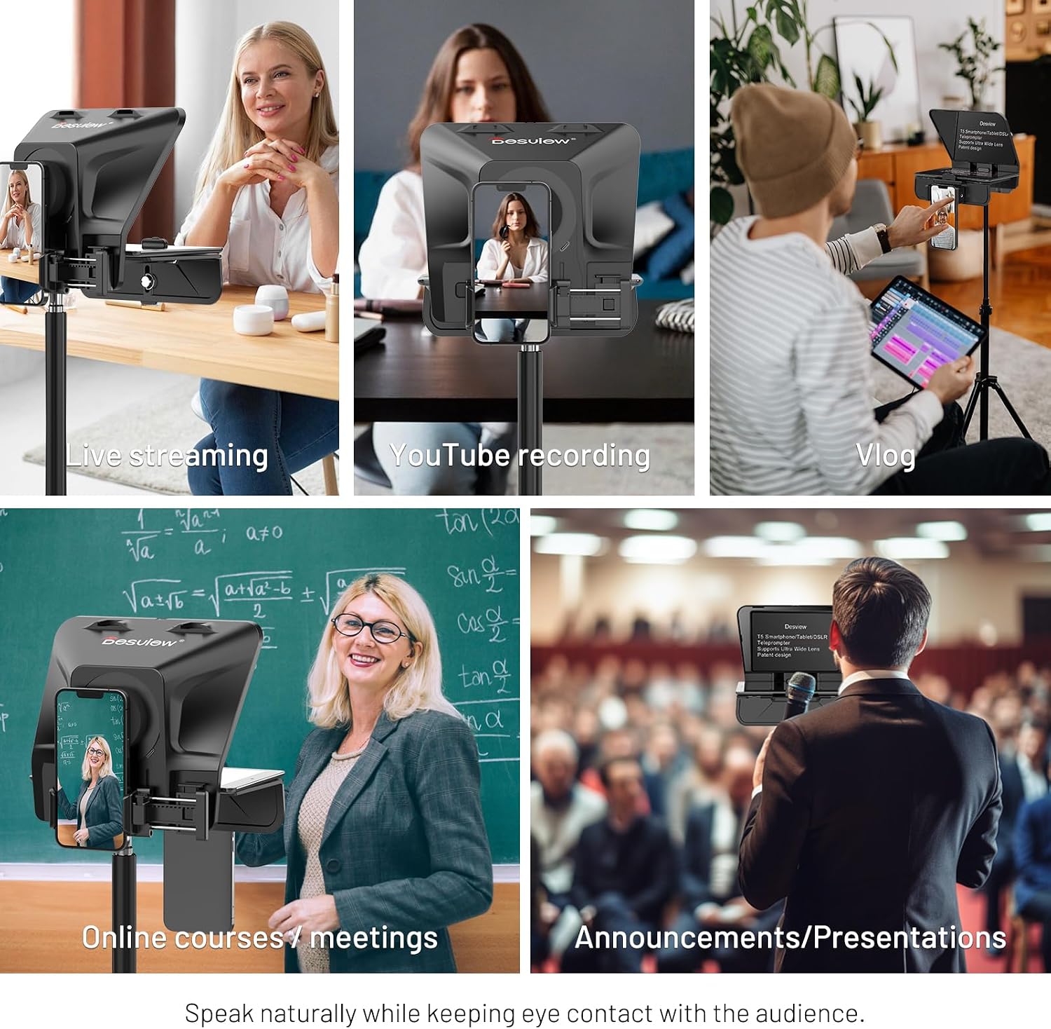 Thumbnail 5 de Desview T5 Teleprompter für Smartphone, Tablet und DSLR-Kamera – inkl. Bluetooth-Fernbedienung, App-Unterstützung und 11 Zoll Kompatibilität