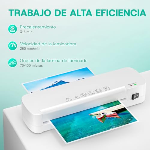 Thumbnail 1 de Plastificadora A4 4 en 1 NAHKZNY Máquina Laminadora con 15 Bolsas Plastificación para A4/A5/A6, Laminadora Térmica Caliente ABS Calentamiento Rápido Ideal para Oficina, Escuela y Hogar