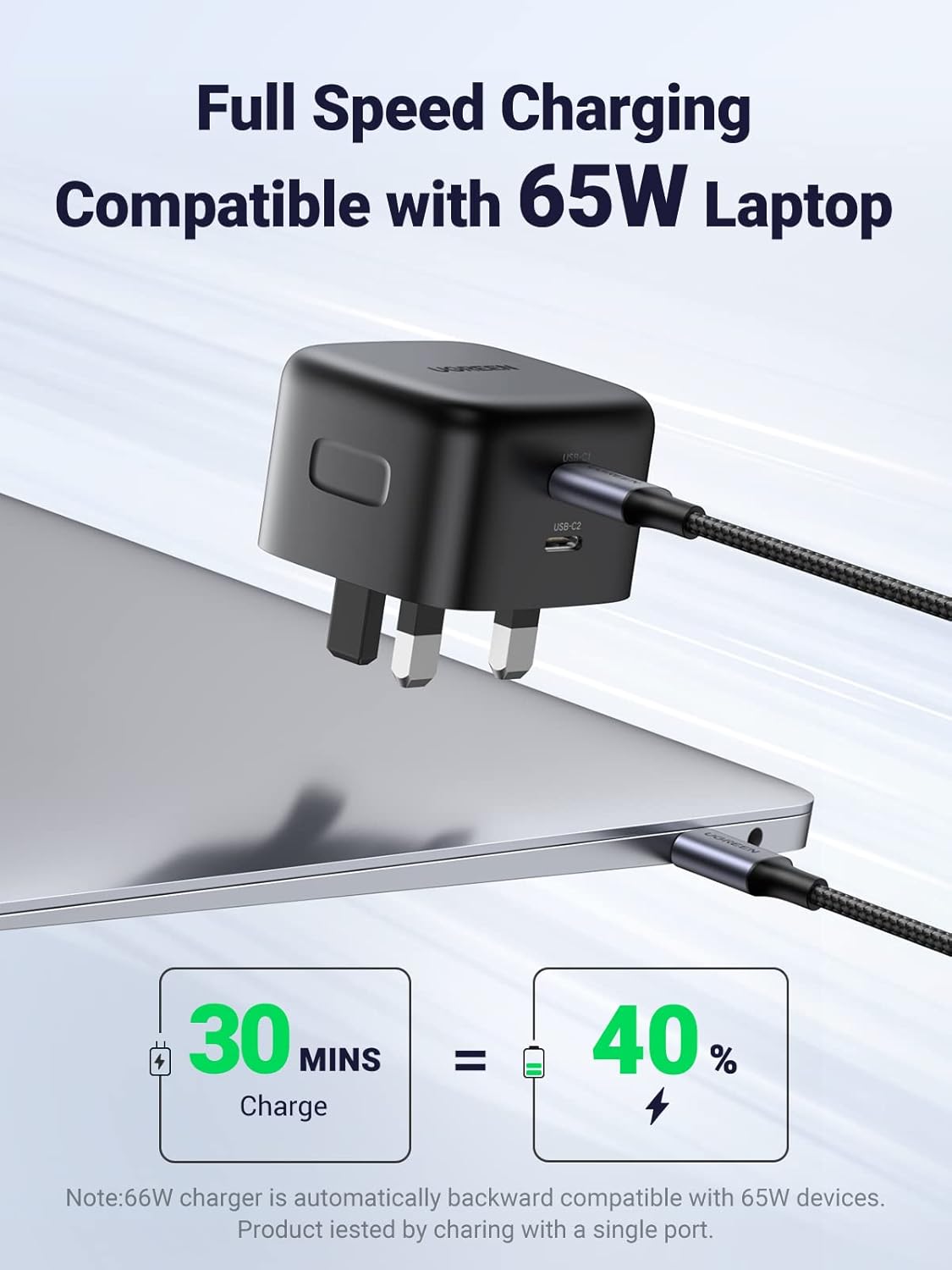 Detalle 2 de UGREEN USB C Charger 65W Fast GaN Plug