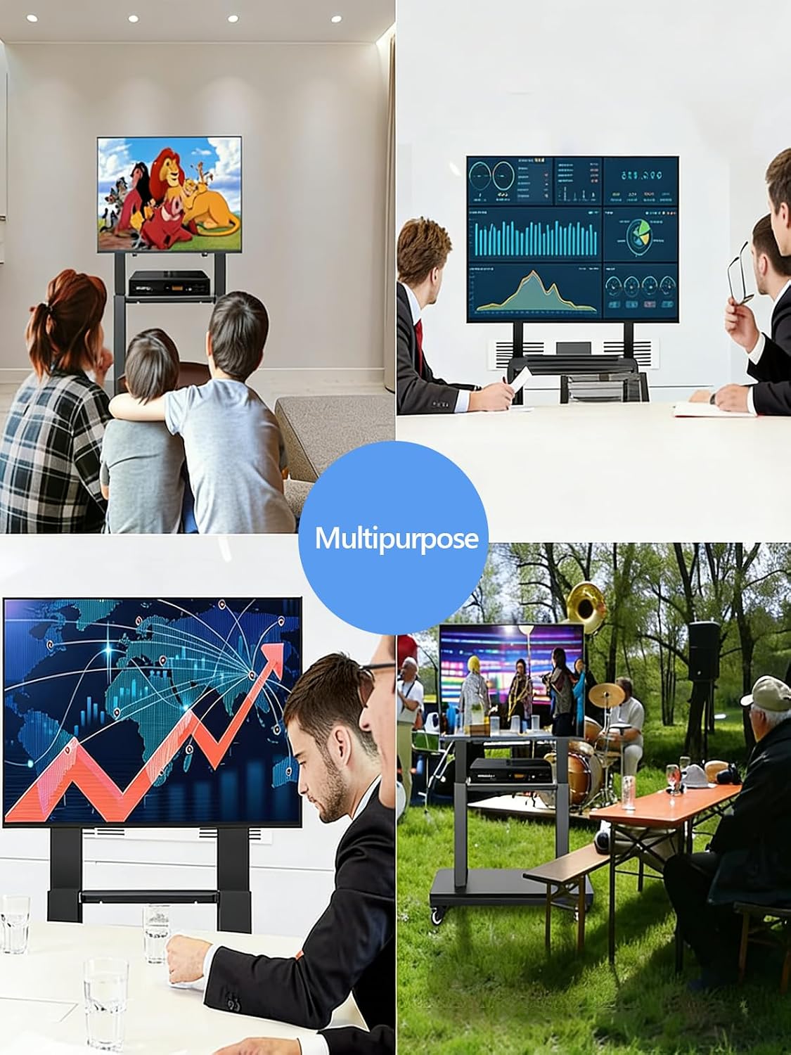 Thumbnail 5 de Hellsehen Mobile TV Stand – Heavy-Duty Rolling TV Cart for 32–75 Inch Displays