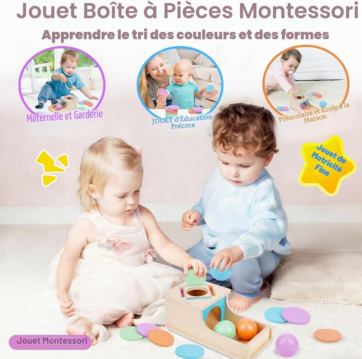 Thumbnail 5 de FCSONU Jouet Montessori pour Bébé 1–3 Ans – Circuit de billes en bois