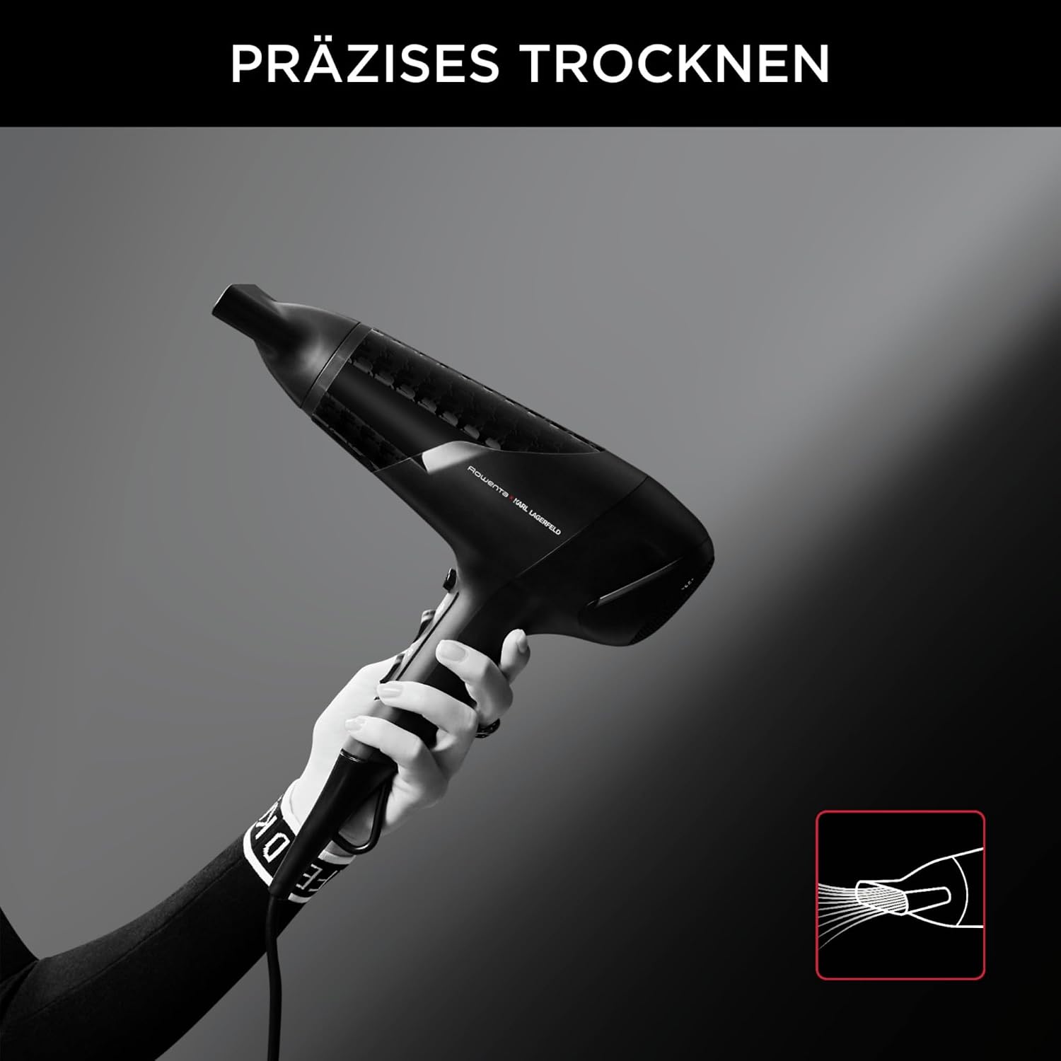 Detalle de Rowenta x Karl Lagerfeld CV581L Studio Dry Haartrockner – Präzision, Stil und Effizienz