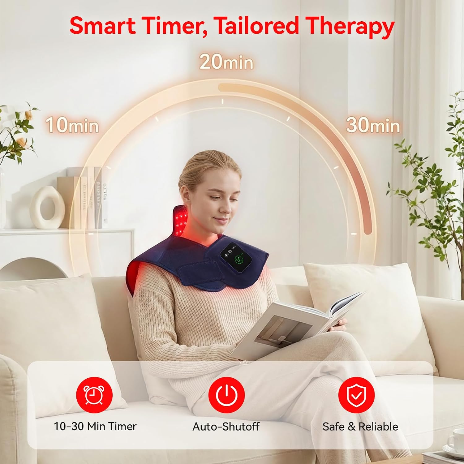 Detalle de Red Light Therapy for Neck and Shoulders: Cordless 660nm & 850nm Wrap with 5000mAh Battery