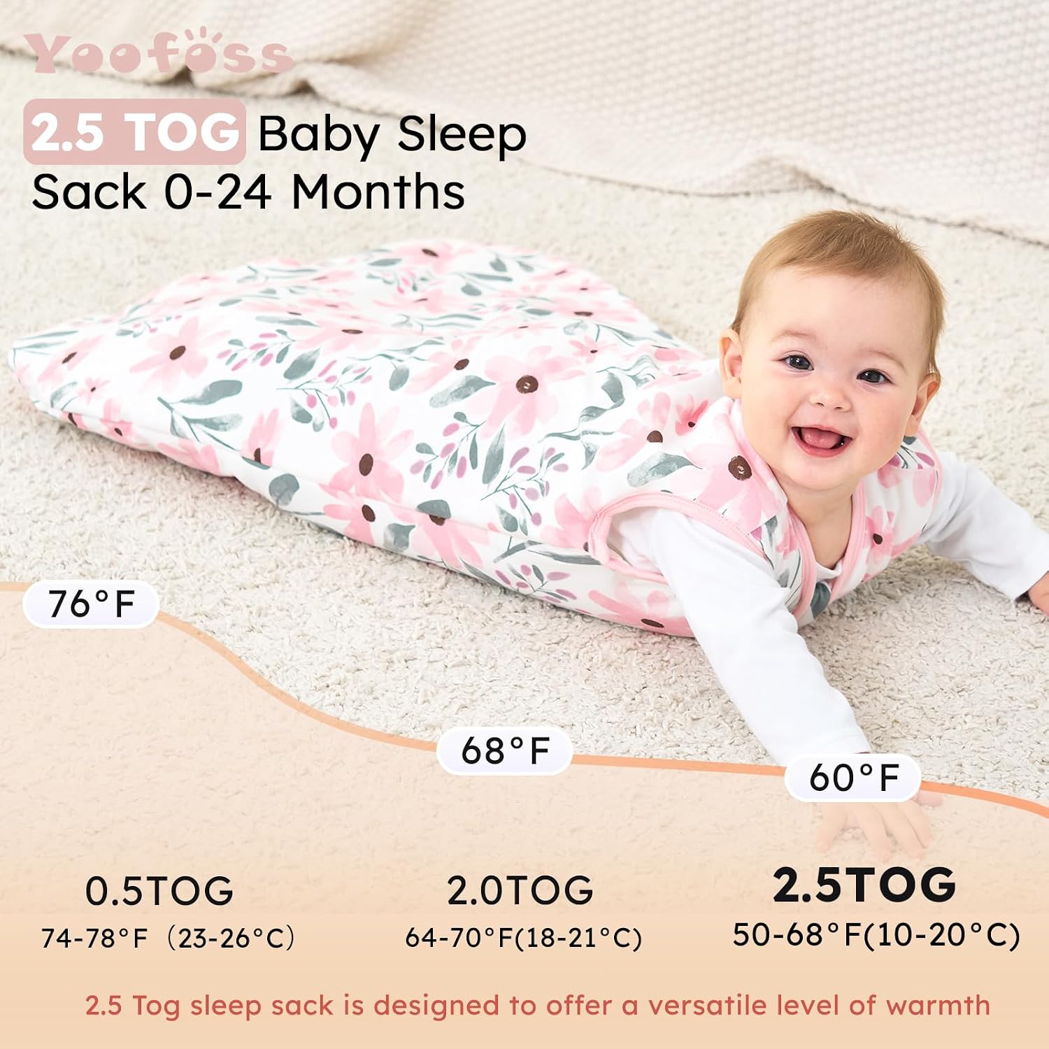 Detalle de Yoofoss Baby Sleeping Bag 0.5 Tog – 2 Pack, 100% Organic Cotton, Summer Sleep Sack