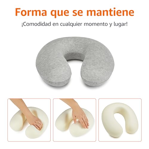 Detalle de Amazon Basics Semicircular Almohada para cuello de espuma viscoelástica (gris)