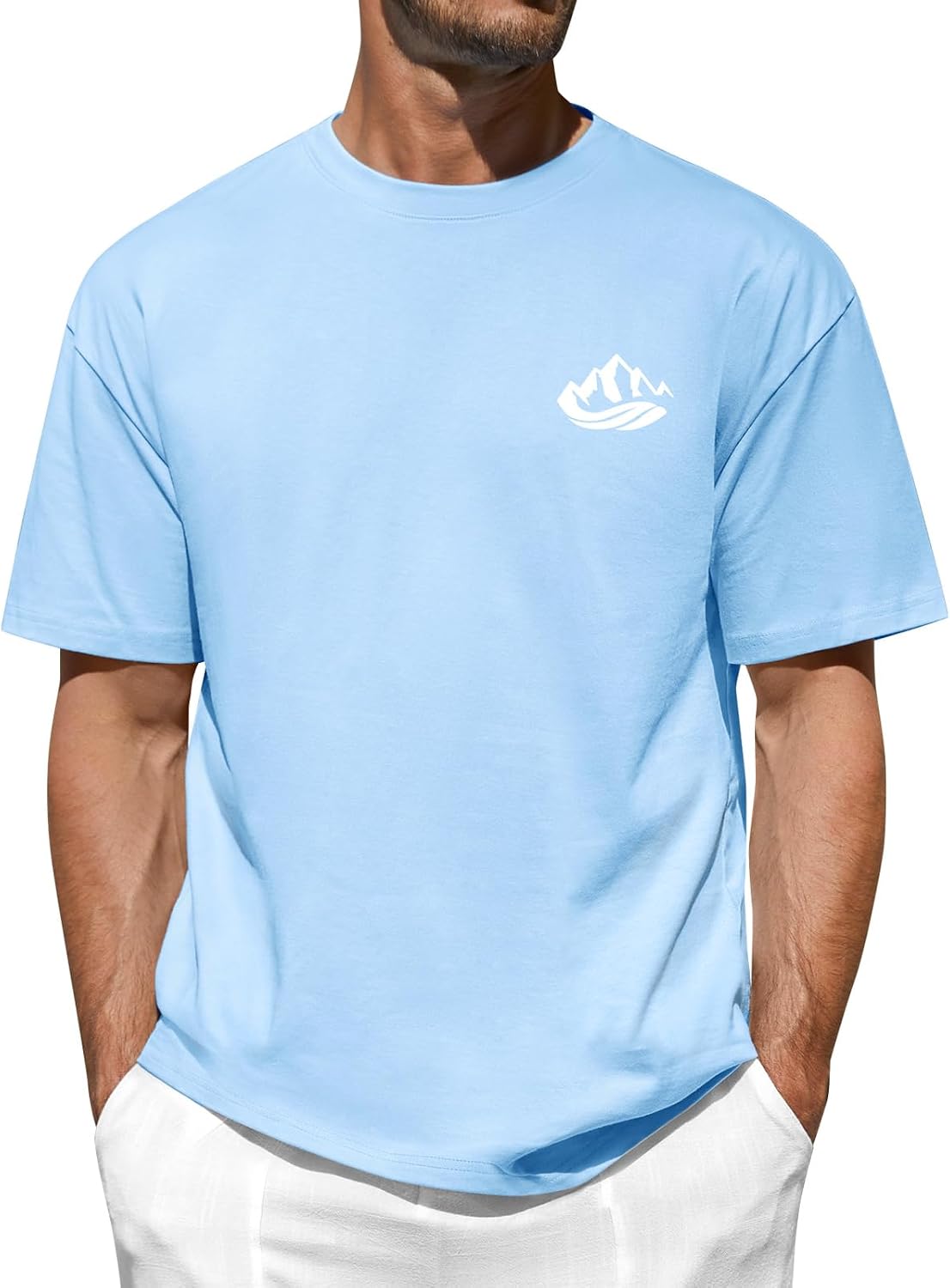 Thumbnail 6 de Xnova Mountain Pattern Cotton T-Shirt – Men's Short Sleeve Crew Neck