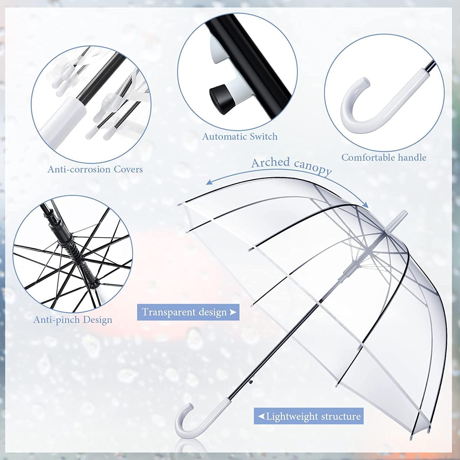 Thumbnail 6 de Clear Bubble Umbrella with Automatic Open – Large Transparent Canopy for Weddings and Outdoor Events