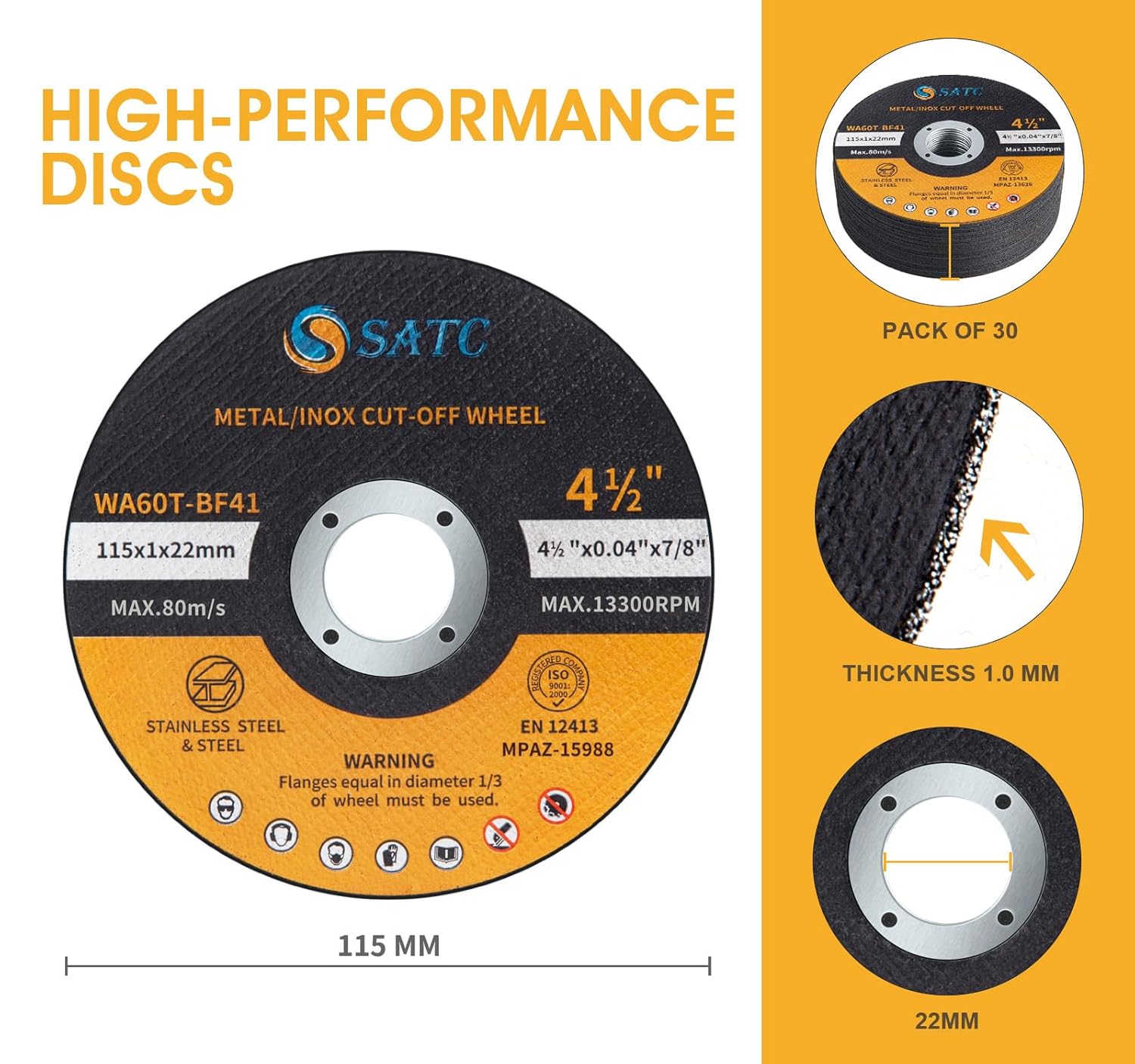 Thumbnail 1 de SATC 115mm Cutting Discs – 30-Piece Durable Ultra-Thin 1mm for Fast & Precise Cutting