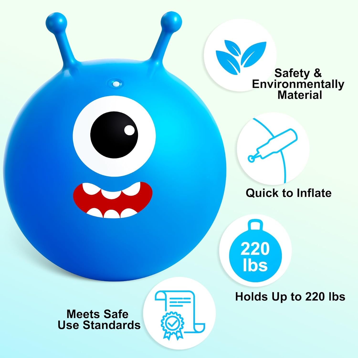 Thumbnail 3 de U&C Planet 2-Pack 18 Inch Space Hopper Kids Bouncy Hopper Balls with Pump (Anti-Slip) for Ages 3–8
