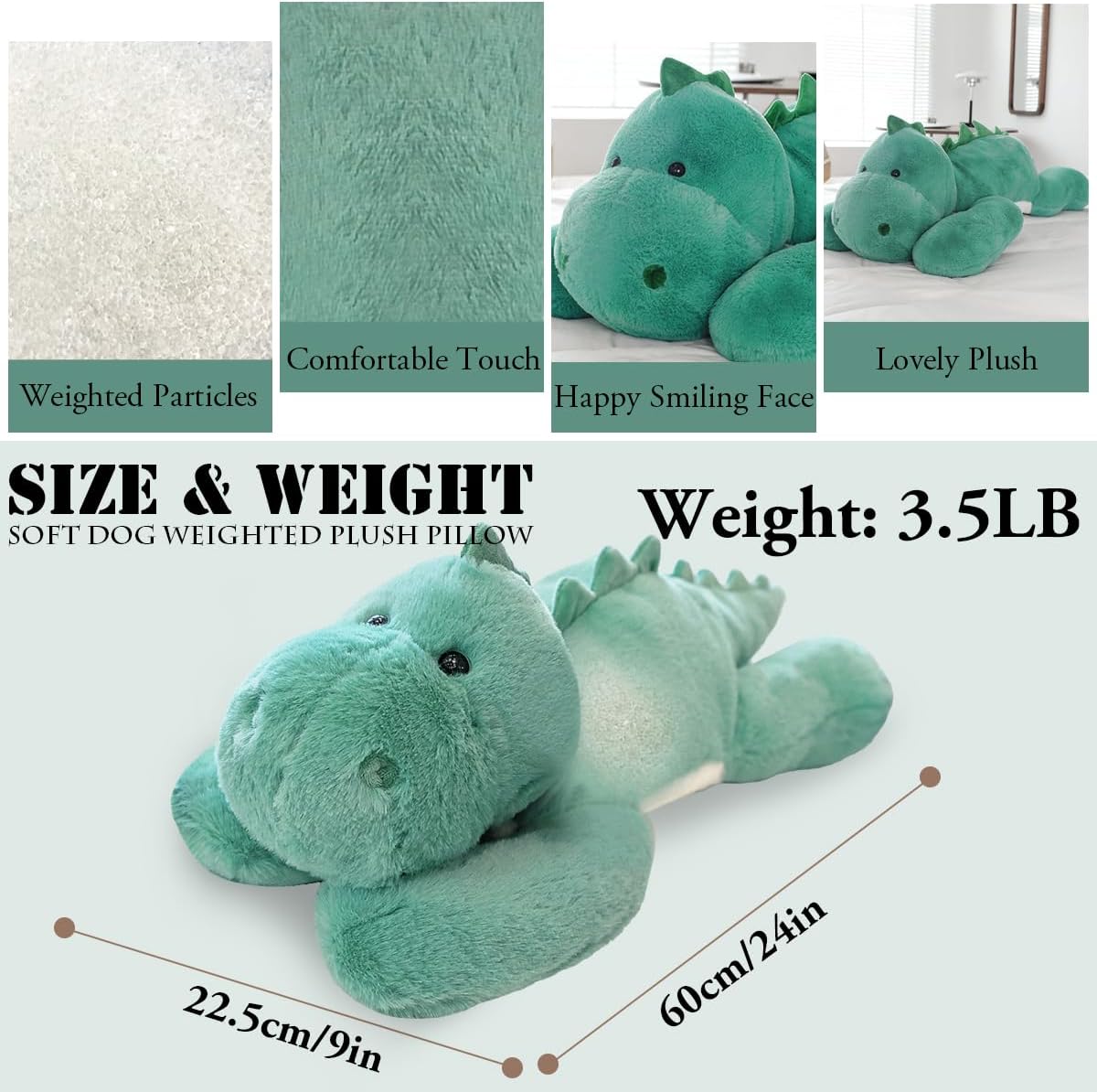 Thumbnail 1 de WESOPAN 1.5kg Weighted Green Dinosaur Plush