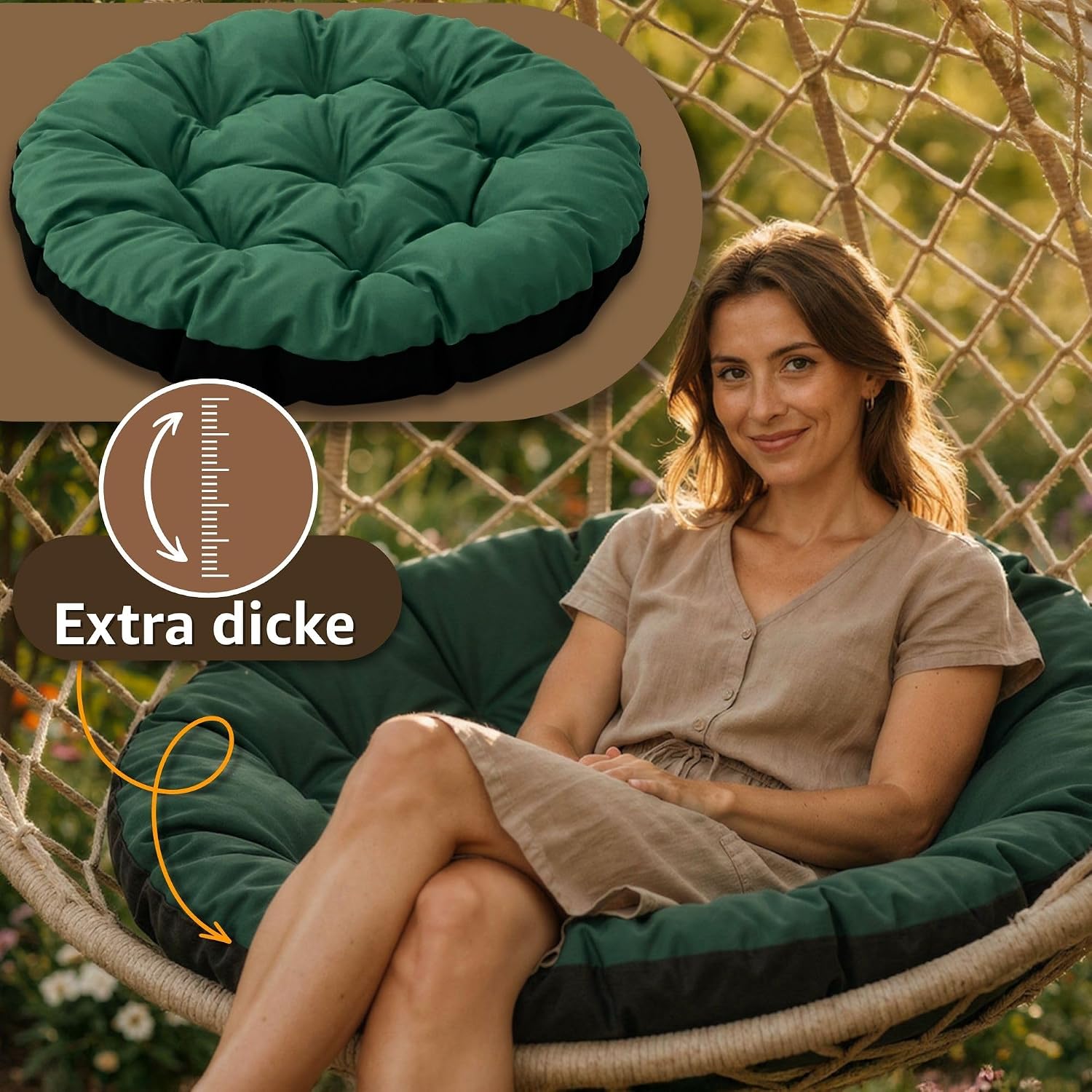 Thumbnail 2 de Amazinggirl Cuscino rotondo 110 cm per Poltrona Sospesa e Poltrona a Uovo – Durevole, idrorepellente e confortevole