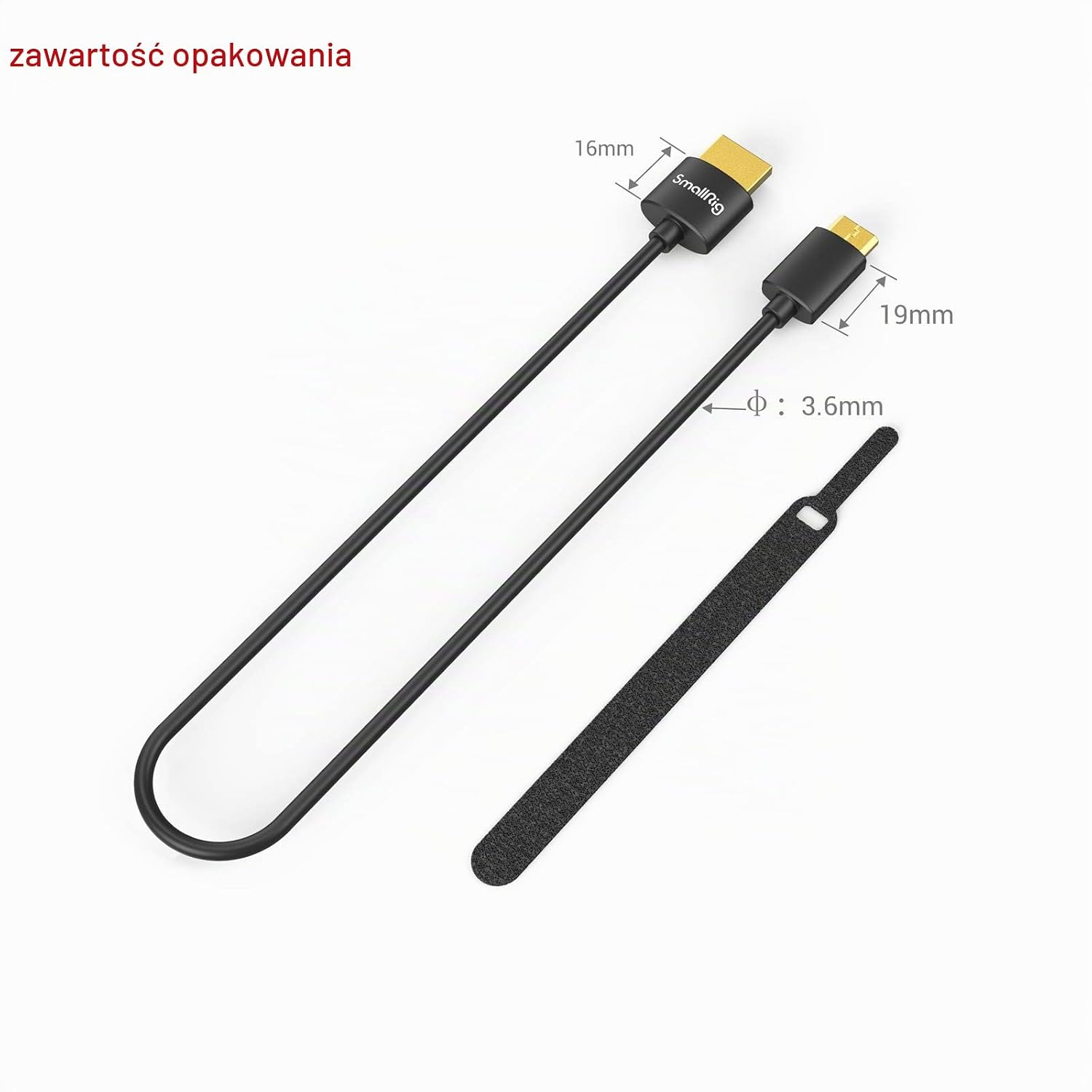 Detalle de SMALLRIG 3040 kabel HDMI 2.0 4K 60 Hz, 35 cm, złącza C–A